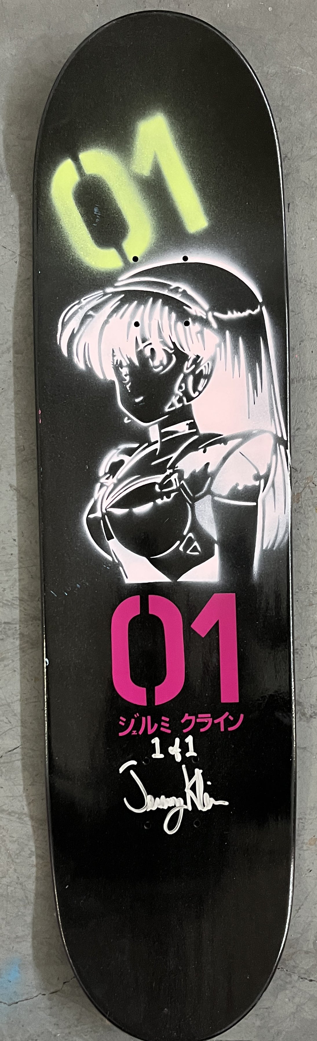 hatsune 8.25 X 32.25 PINK/PURPLE/BLUE ANODIZED MIXED PROCESS SIGNED 1 of 1