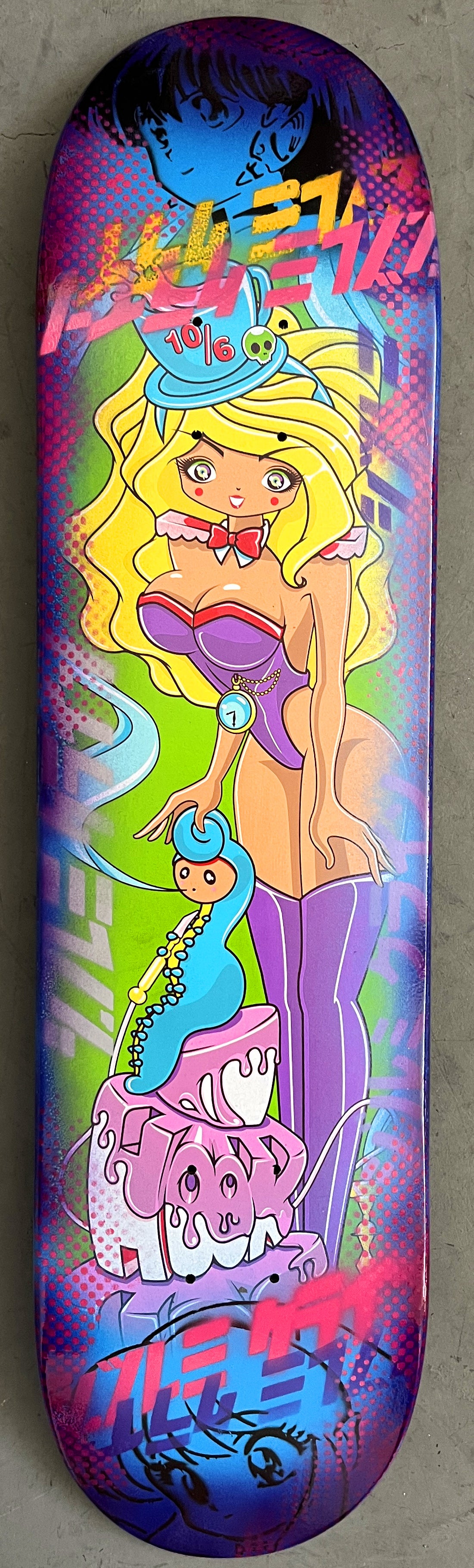 mad hatter 7.88 X 31.75 BLUE/PURPLE ANODIZED MIXED PROCESS SIGNED 1 of 1