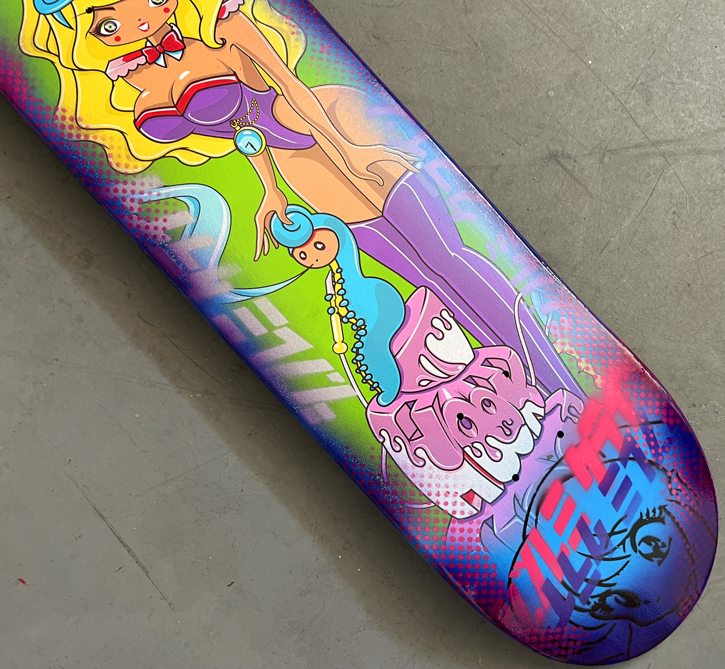 mad hatter 7.88 X 31.75 BLUE/PURPLE ANODIZED MIXED PROCESS SIGNED 1 of 1