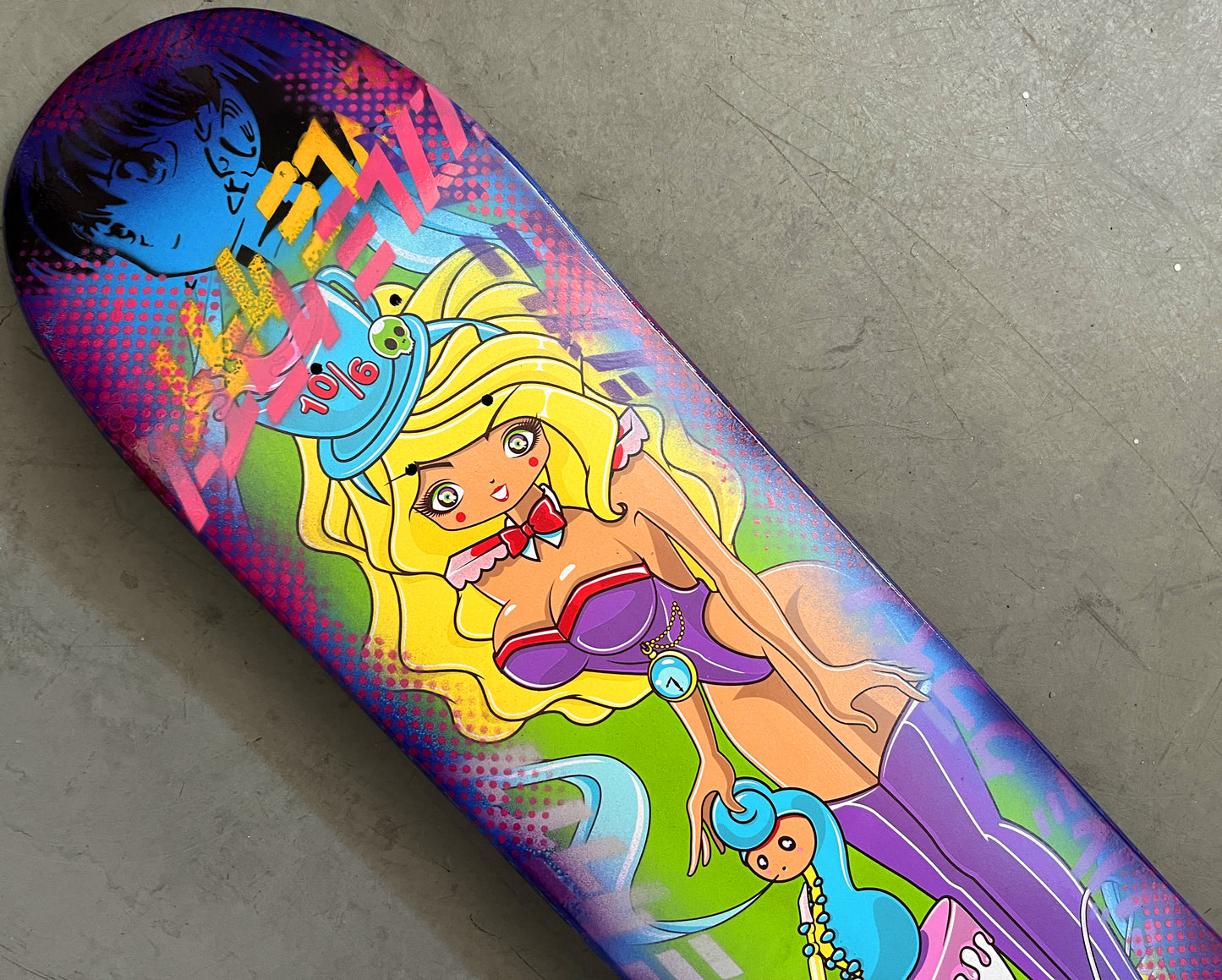 mad hatter 7.88 X 31.75 BLUE/PURPLE ANODIZED MIXED PROCESS SIGNED 1 of 1