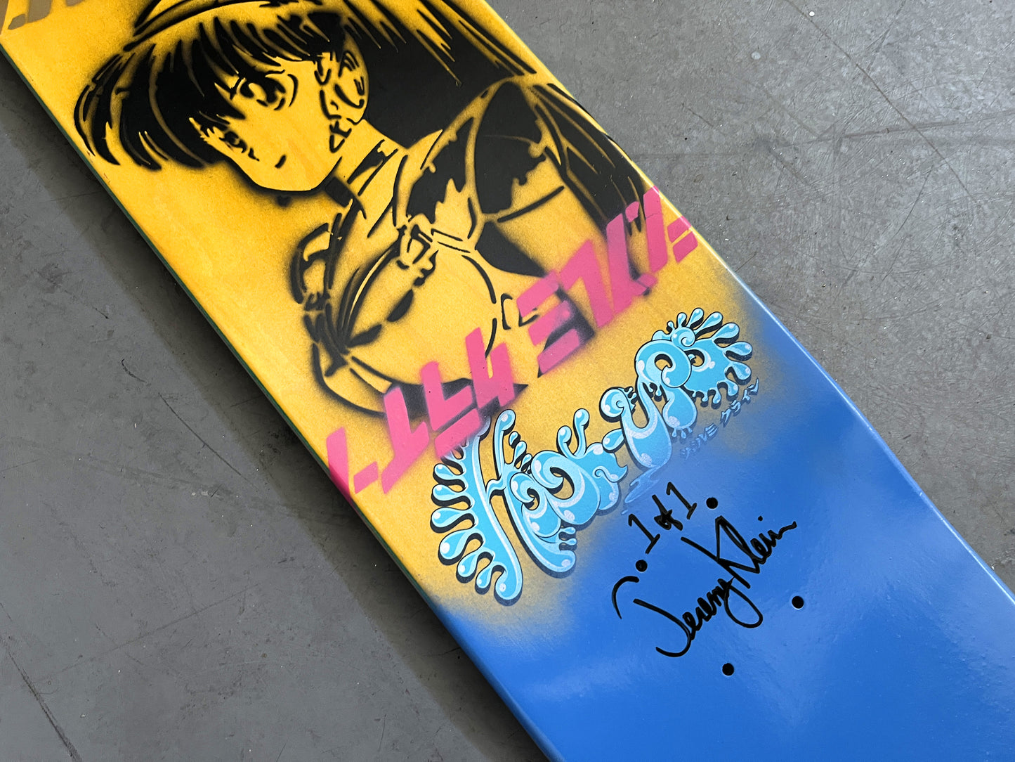 mad hatter 7.88 X 31.75 BLUE/PURPLE ANODIZED MIXED PROCESS SIGNED 1 of 1