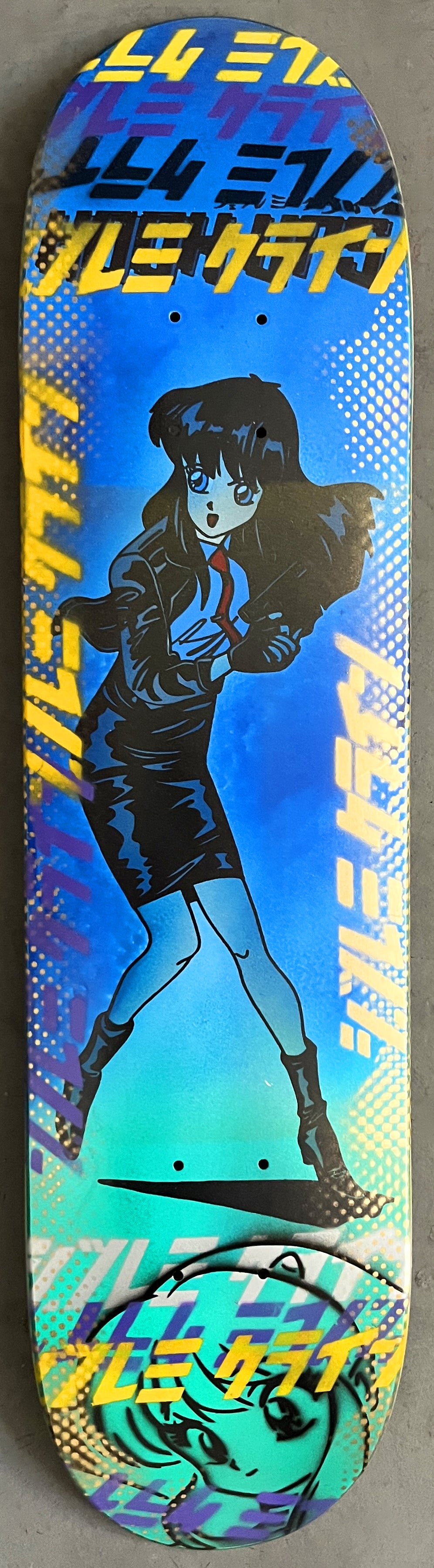 police girl 7.5 X 31.75 WHITE/BLUE/AQUA ANODIZED MIXED PROCESS SIGNED 1 of 1