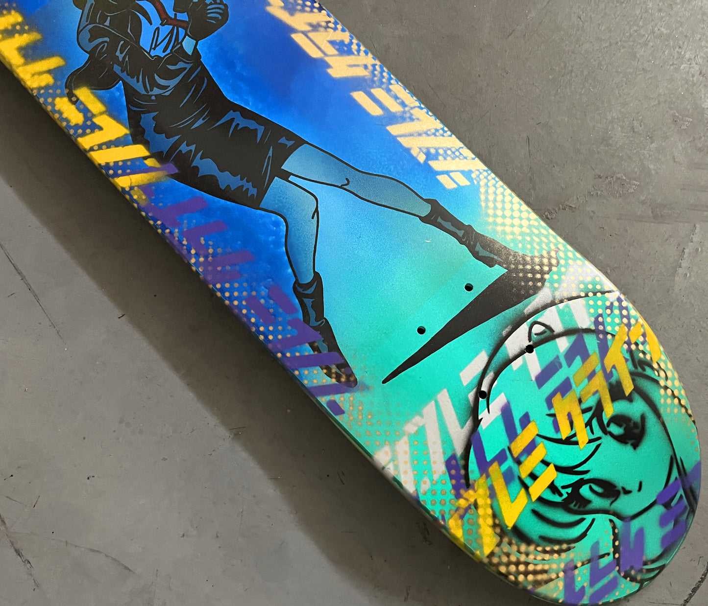 police girl 7.5 X 31.75 WHITE/BLUE/AQUA ANODIZED MIXED PROCESS SIGNED 1 of 1