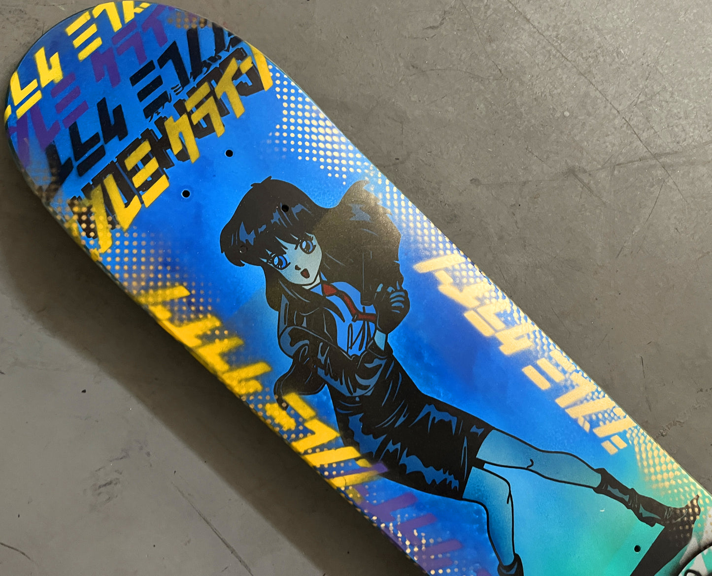 police girl 7.5 X 31.75 WHITE/BLUE/AQUA ANODIZED MIXED PROCESS SIGNED 1 of 1