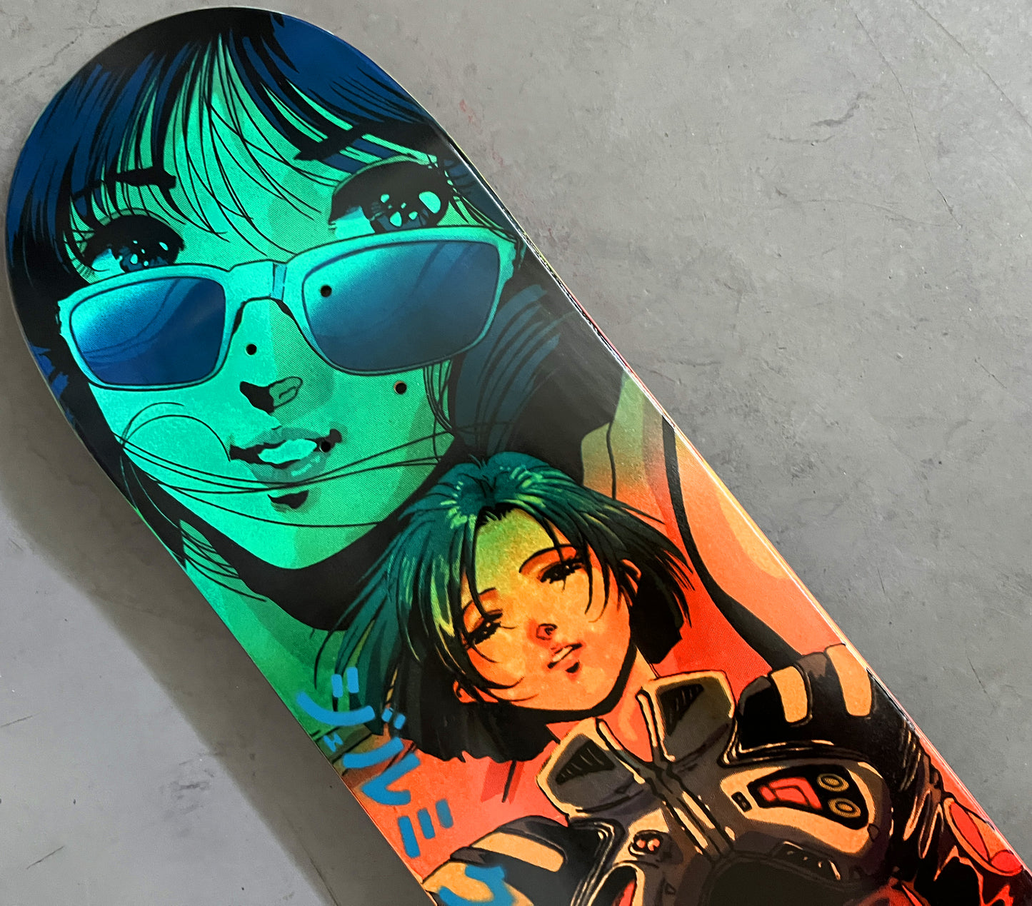 macross 8.25 X 32.25 BLUE/AQUA/ORANGE/RED ANODIZED MIXED PROCESS SIGNED 1 of 1