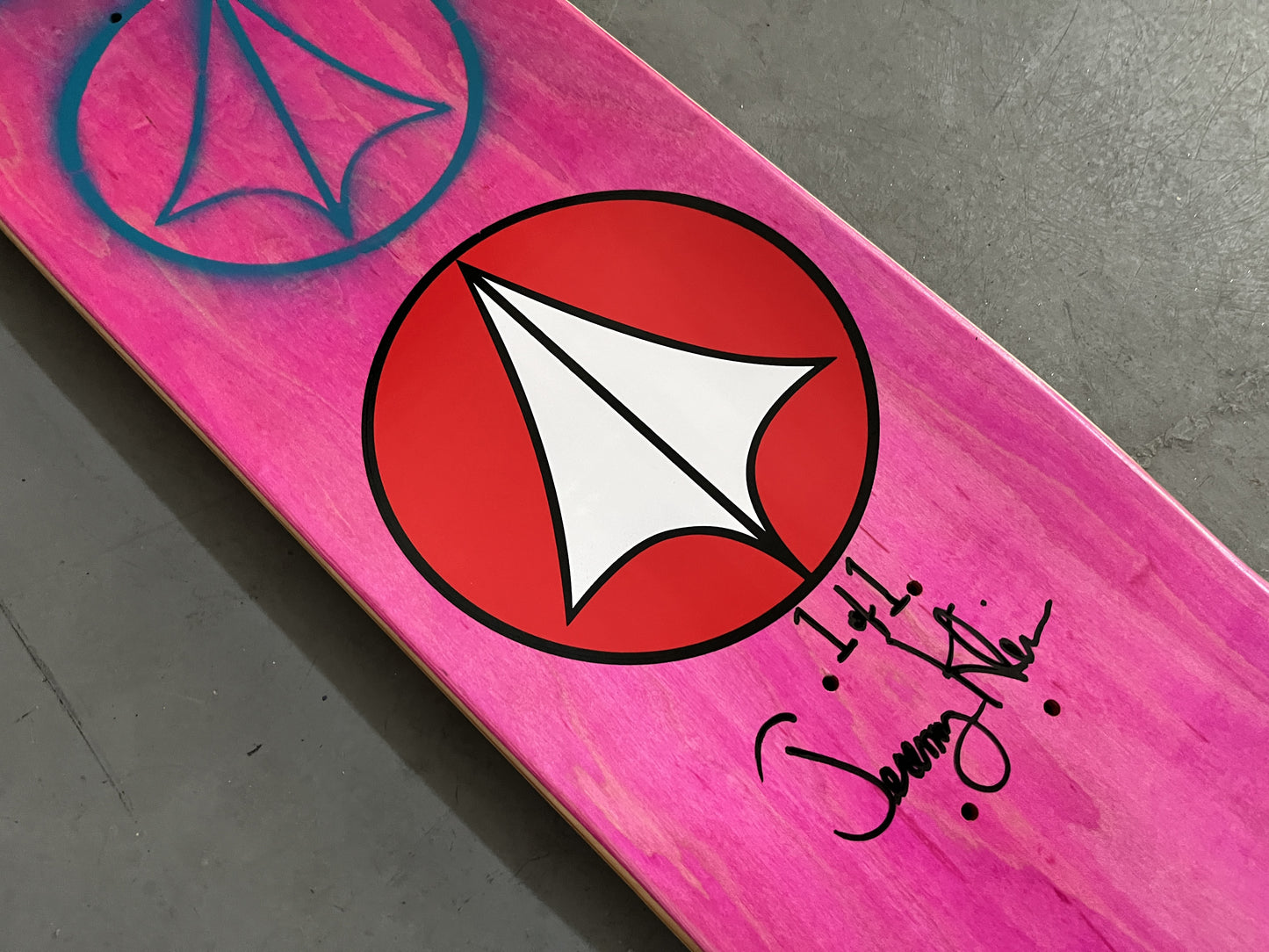 macross 8.25 X 32.25 BLUE/AQUA/ORANGE/RED ANODIZED MIXED PROCESS SIGNED 1 of 1