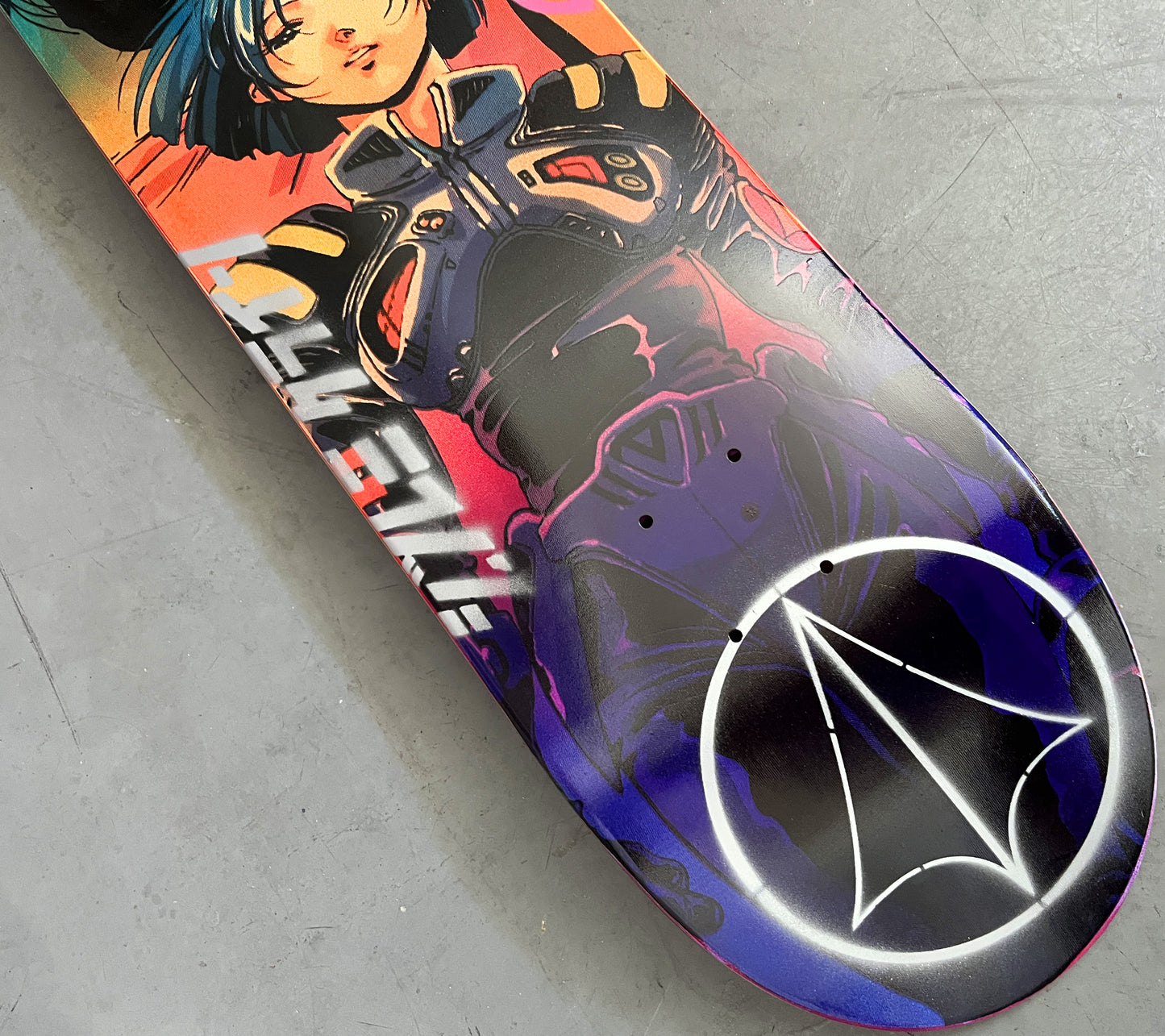 macross 8.25 X 32.25 BLUE/ORANGE/RED/PURPLE ANODIZED MIXED PROCESS SIGNED 1 of 1