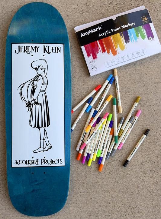 COLOR YOUR OWN - OG anime girl ASSORTED STAIN COLORS 9.5 X 32 - SIGNED 24 ACRYLIC PENS INCLUDED