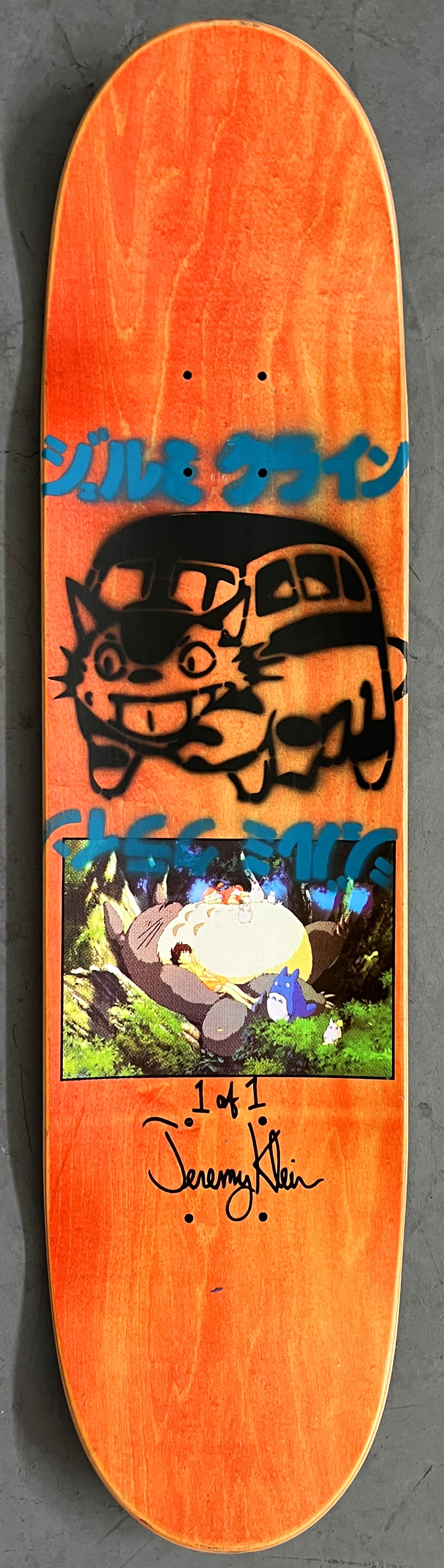totoro cat bus version 8.0 X 31.75 BLUE HAND PAINTED BKGD MIXED PROCESS SIGNED 1 of 1