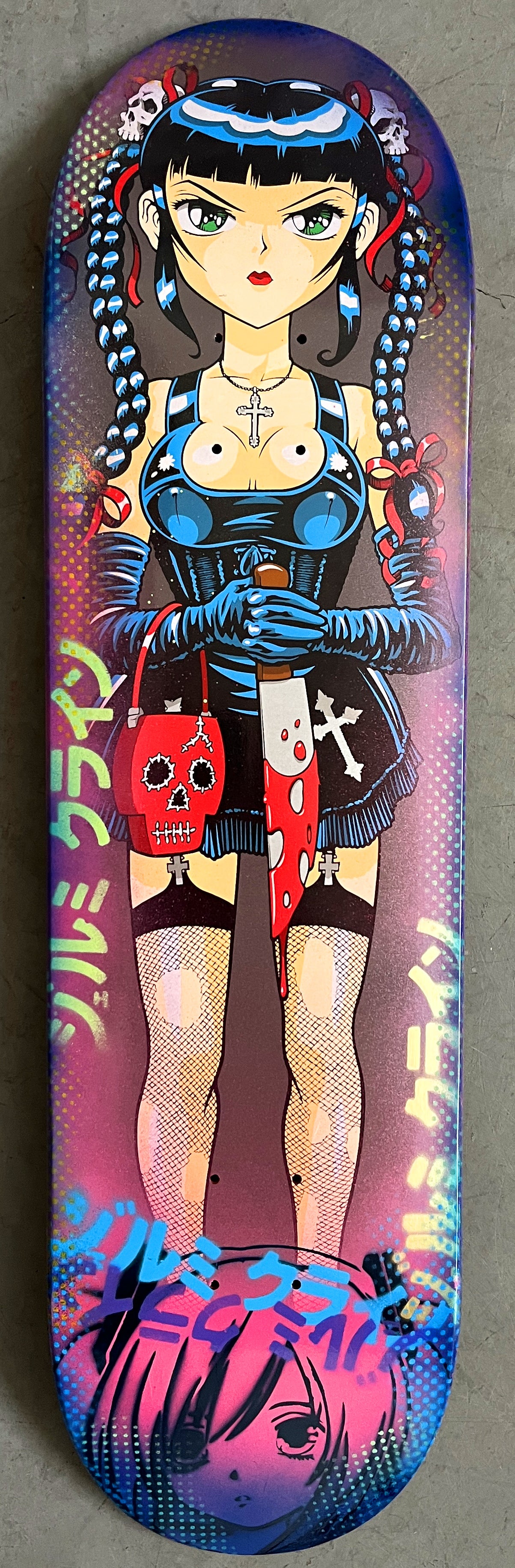 devin 8.5 X 32.25 PINK/BLUE ANODIZED MIXED PROCESS SIGNED 1 of 1