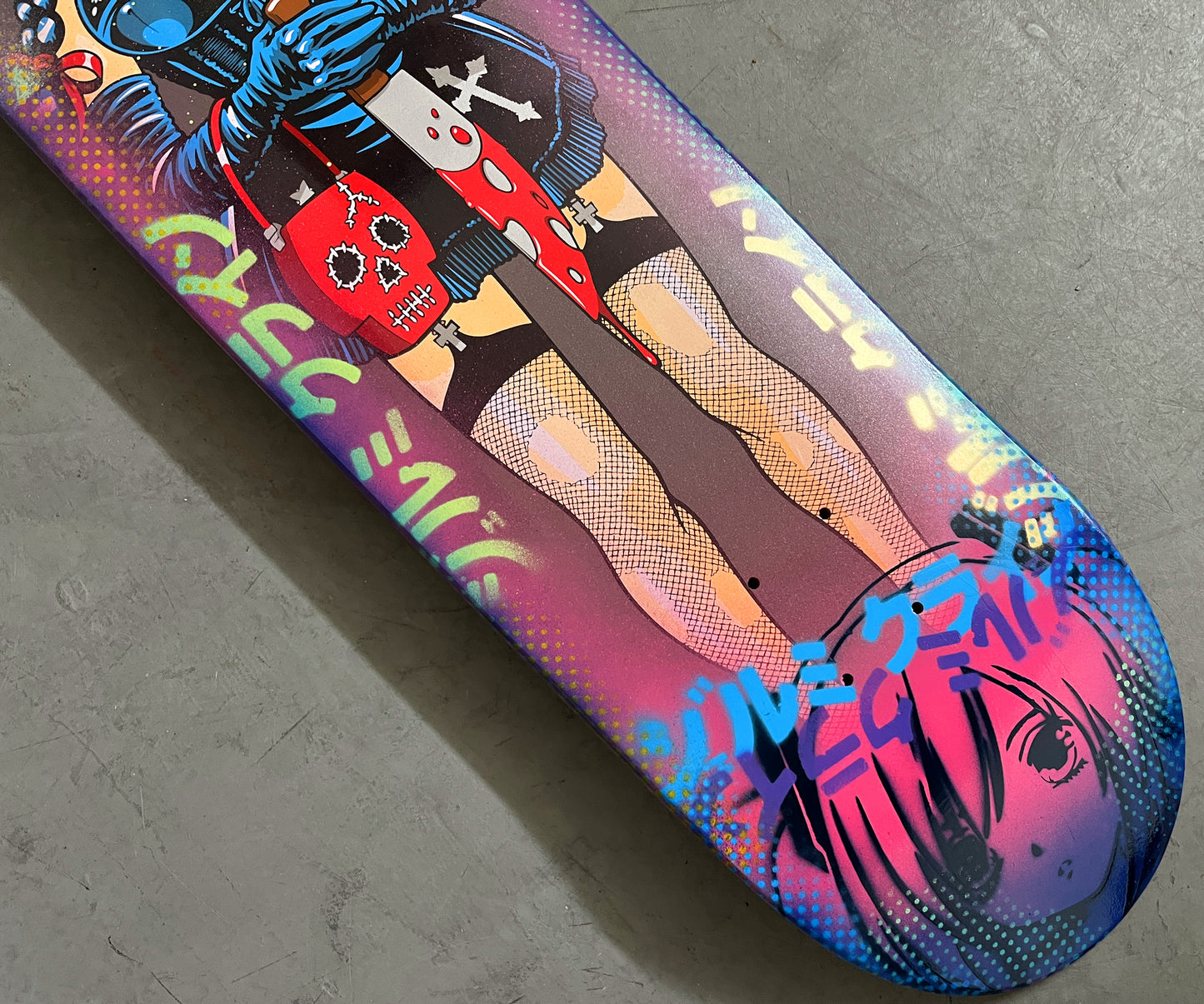 devin 8.5 X 32.25 PINK/BLUE ANODIZED MIXED PROCESS SIGNED 1 of 1