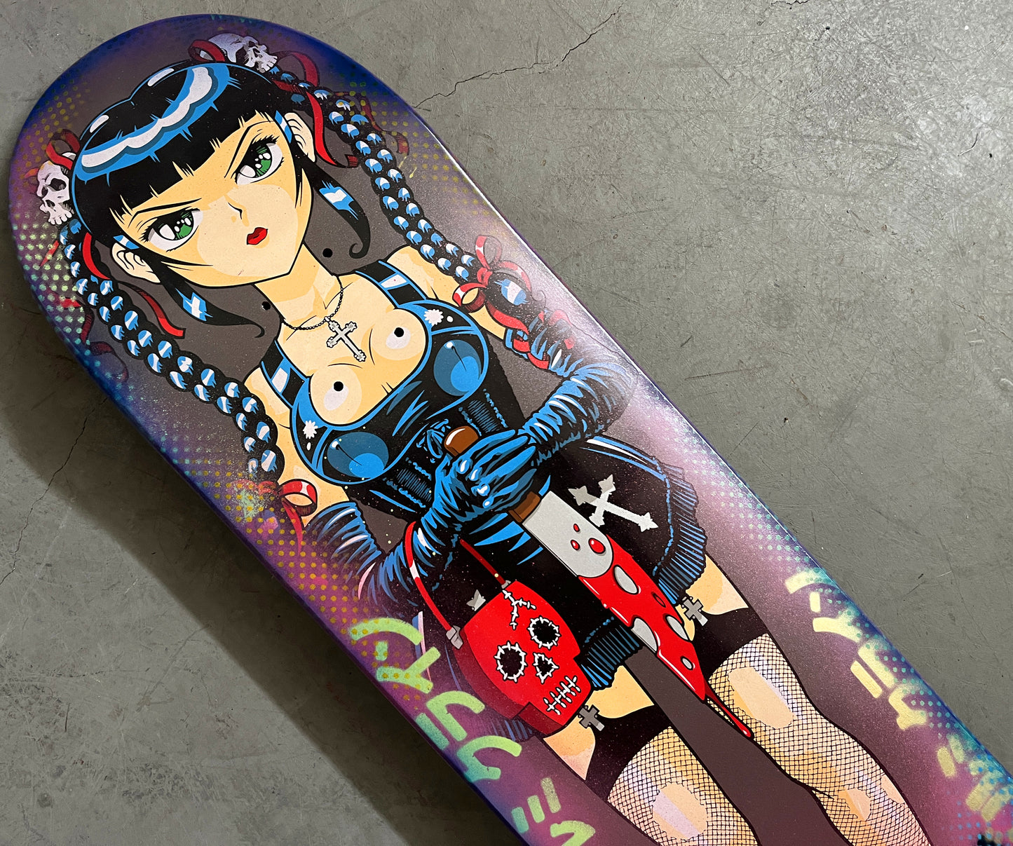 devin 8.5 X 32.25 PINK/BLUE ANODIZED MIXED PROCESS SIGNED 1 of 1