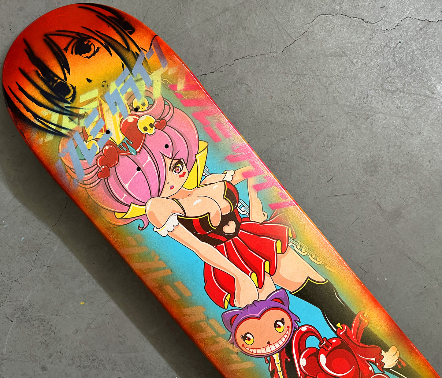 cheshire cat 7.88 X 31.75 YELLOW/RED II ANODIZED MIXED PROCESS SIGNED 1 of 1