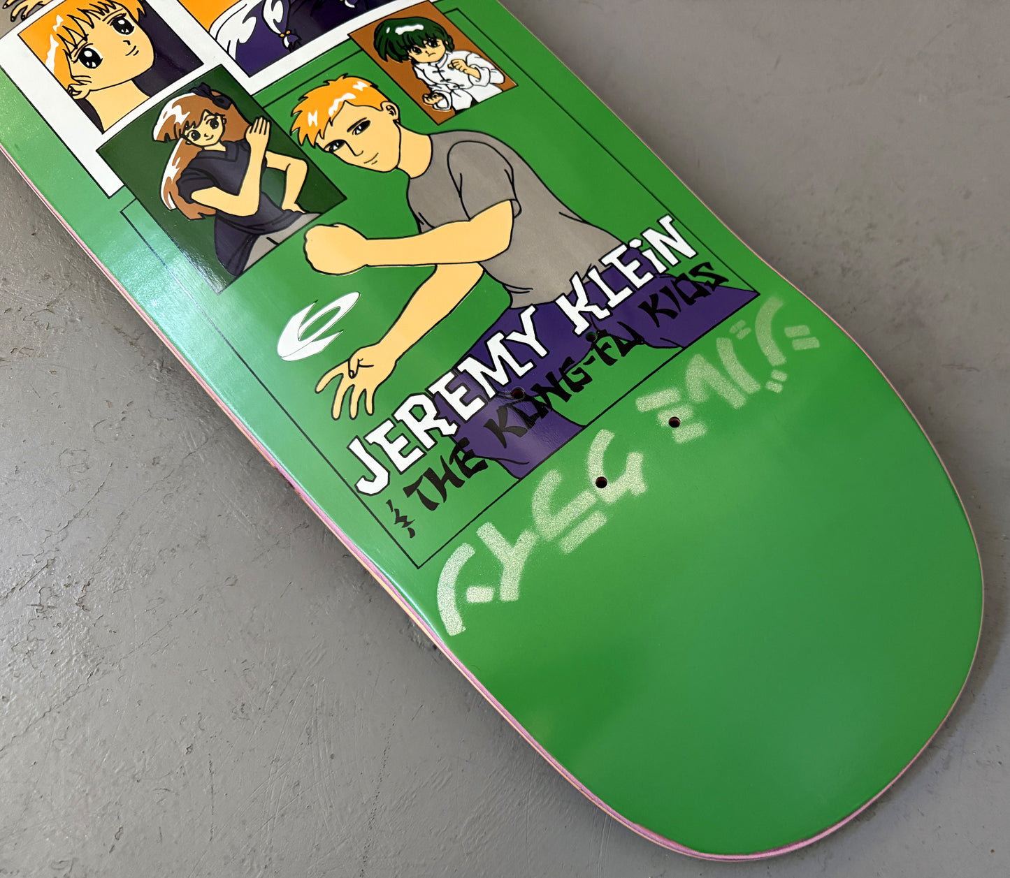 SIGNED jeremy klein kung fu kids classic GREEN 9.5 X 31.75 HAND SCREENED 1 of 1