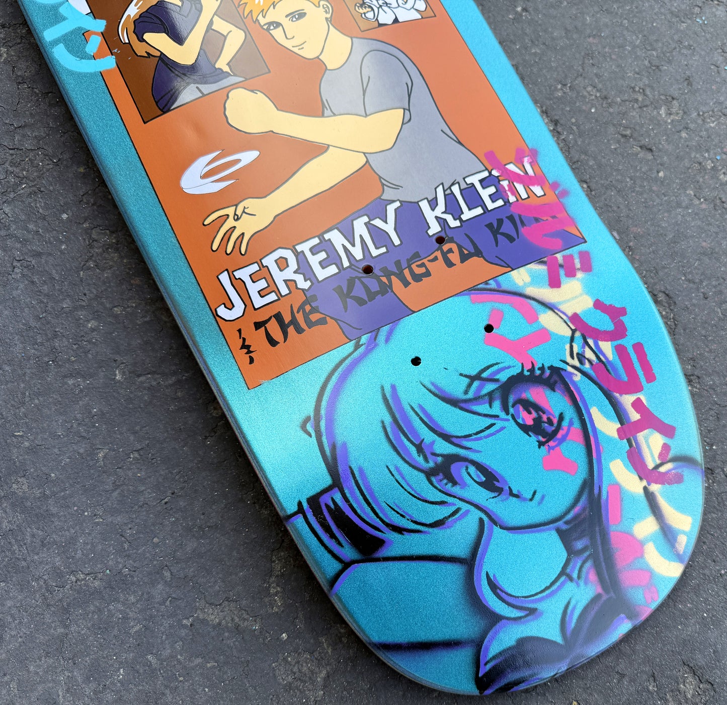 jeremy klein kung fu kids classic METALLIC TEAL 9.5 X 31.75 HAND SCREENED 1 of 1