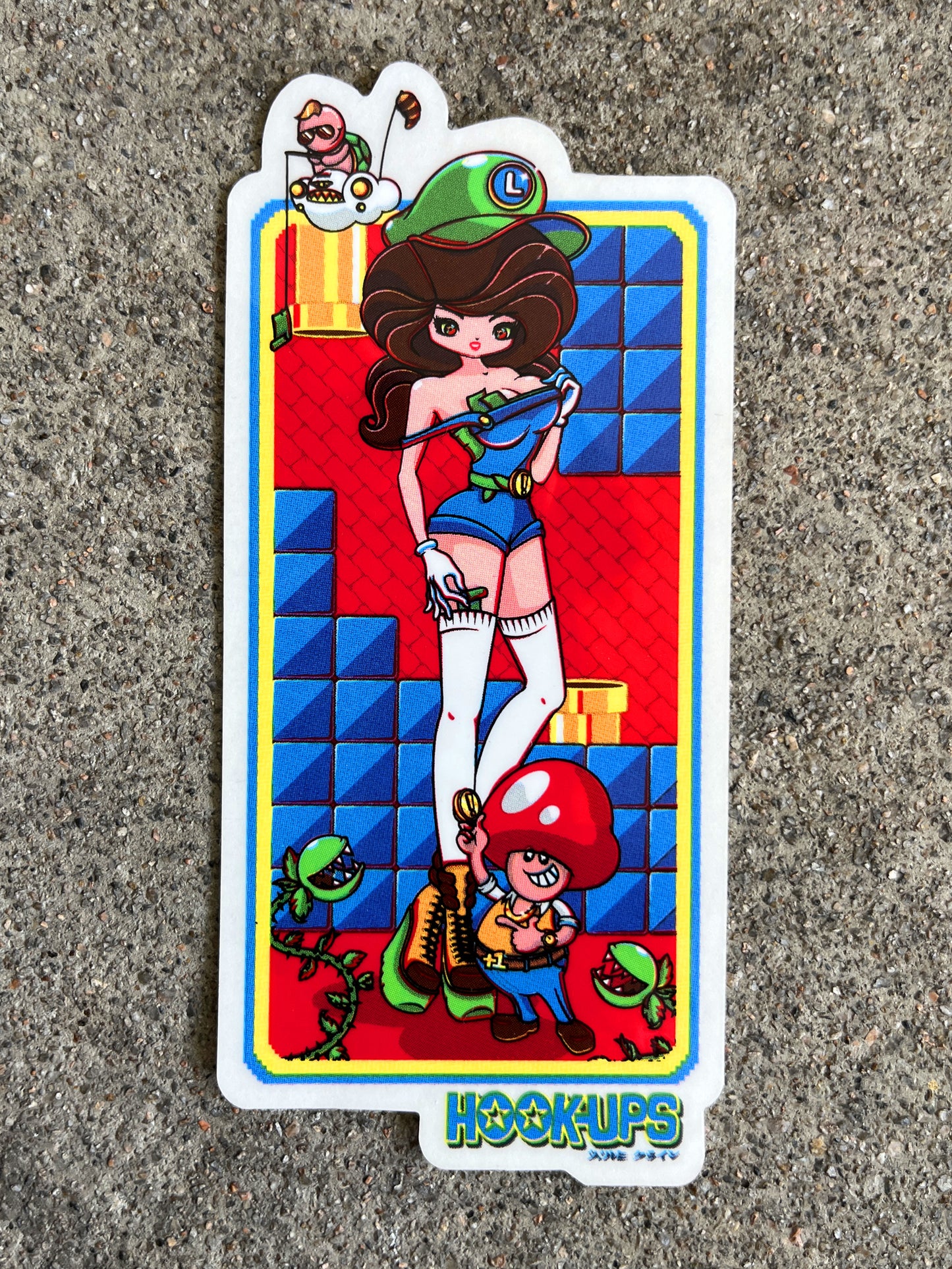 vintage hook-ups luigina sticker new old stock from 2011