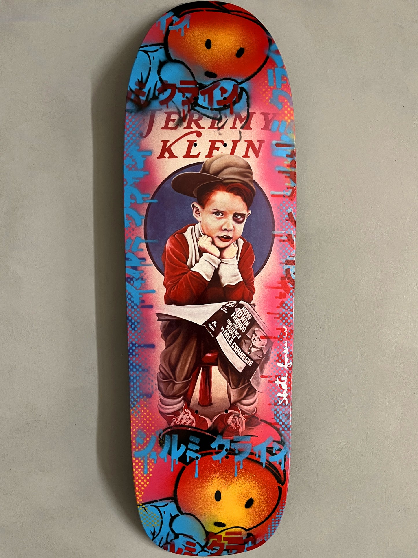 world industries black eye kid SLICK 9.625 MIXED PROCESS BLUE LANCE PINK SIGNED 1 of 1