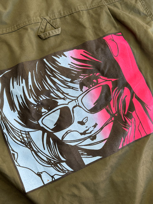 macross military jacket GREEN minmay print 1 of 1