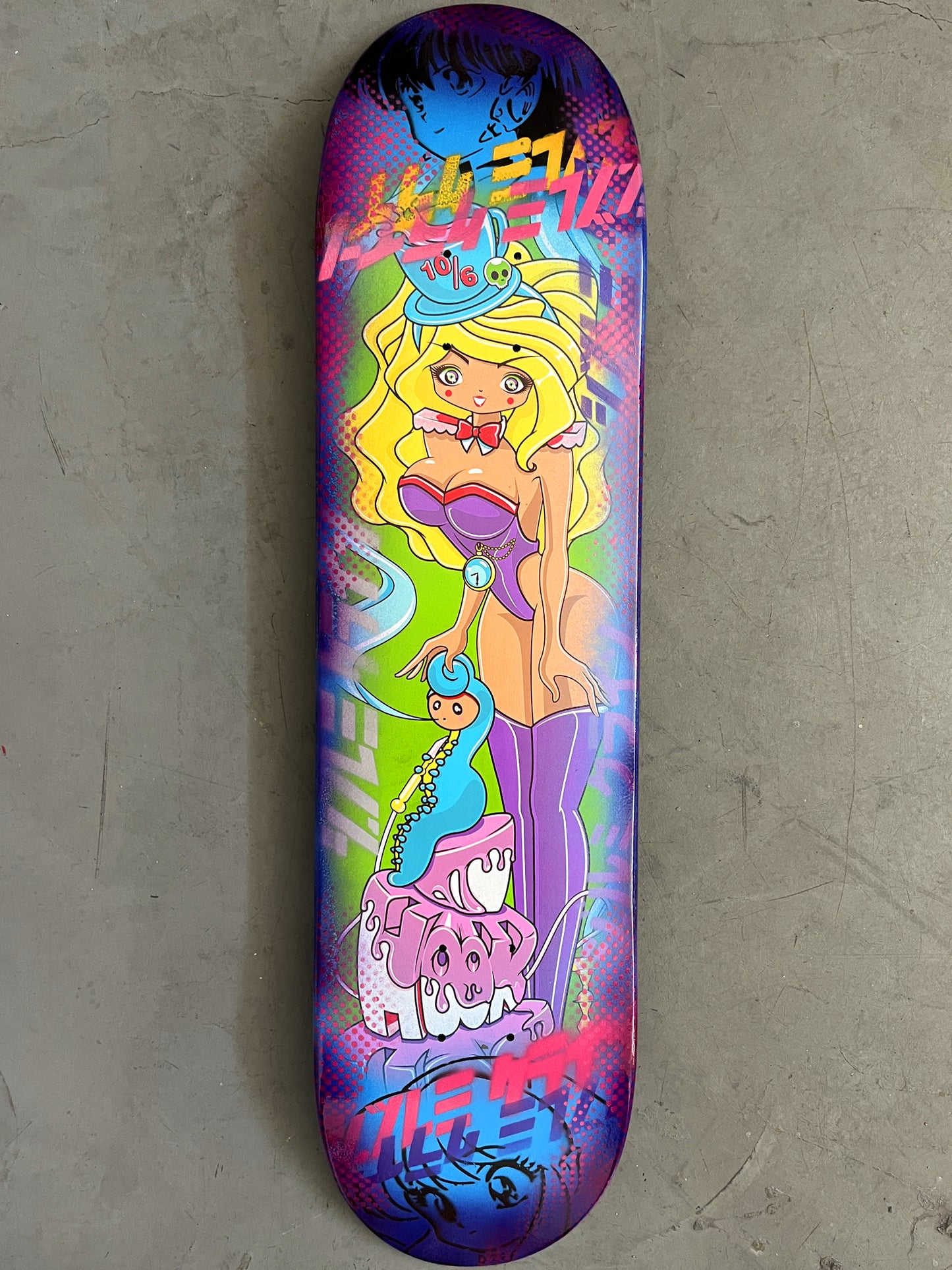 mad hatter 7.88 X 31.75 BLUE/PURPLE ANODIZED MIXED PROCESS SIGNED 1 of 1