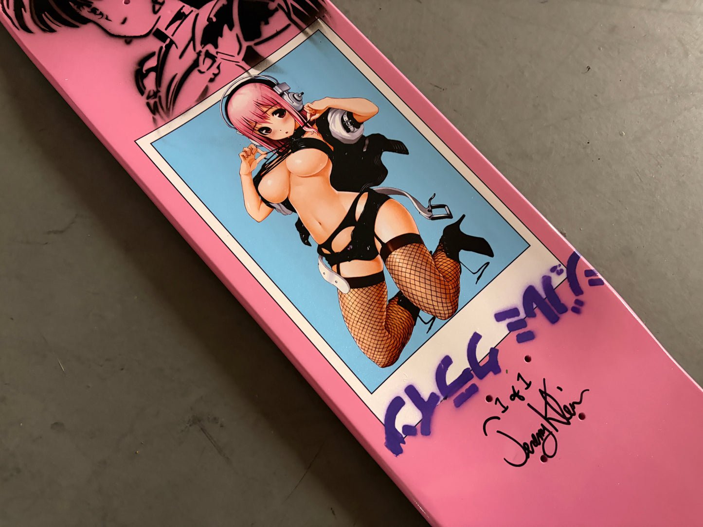 sonico 8.5 X 32.25 SPARKLE PINK/BLUE MIXED PROCESS SIGNED 1 of 1
