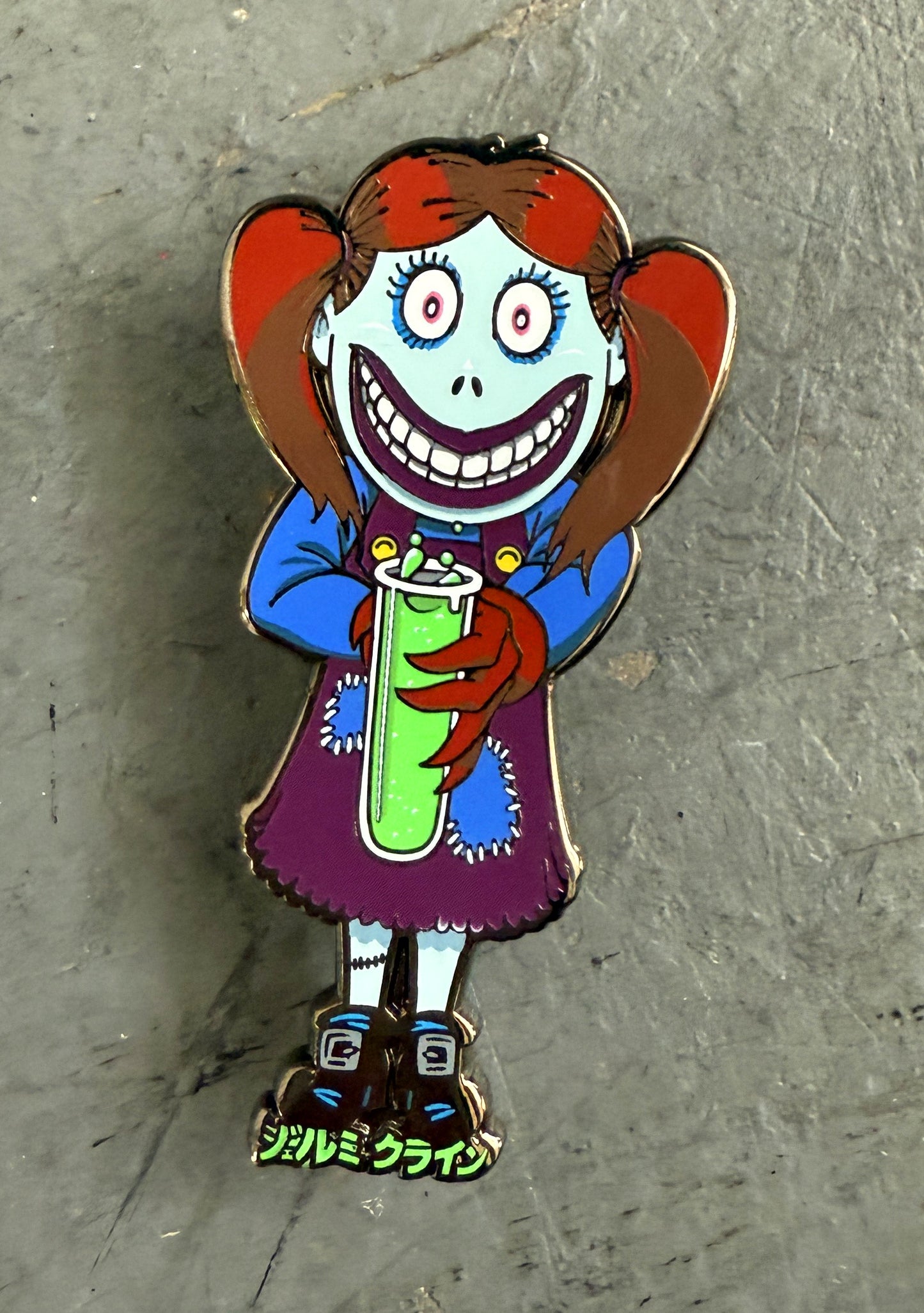 demon child hard nickel enamel pin