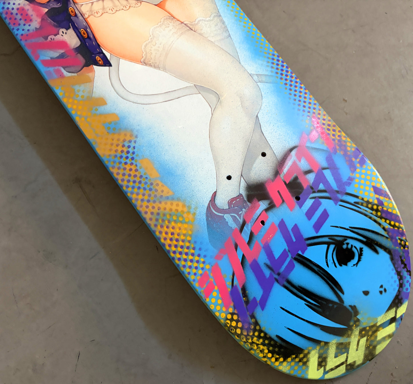 sonico cat girl 8.5 X 32.25 BLUE/SPARKLE PEARL WHITE SIGNED 1 OF 1