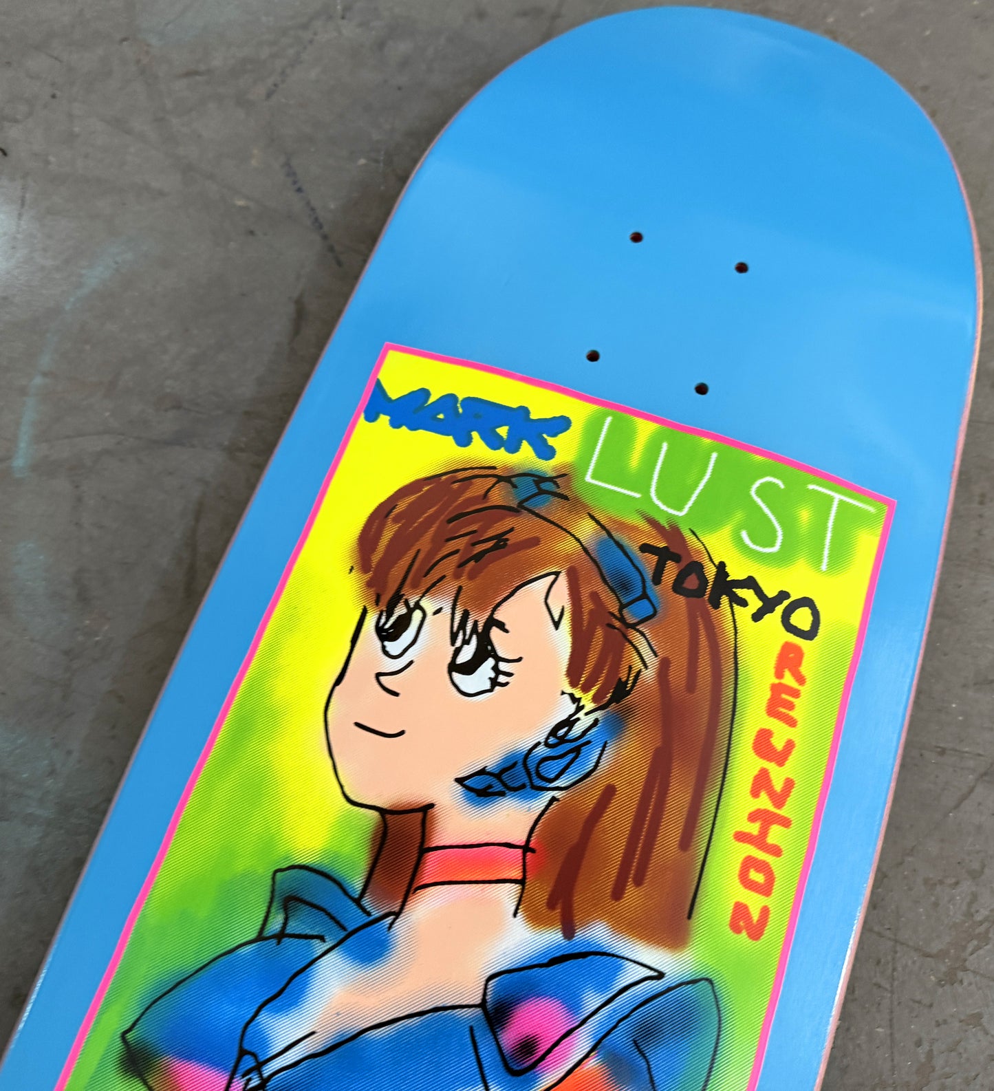 gonz dream girl hand screened BRIGHT BLUE 9.75 X 31.25