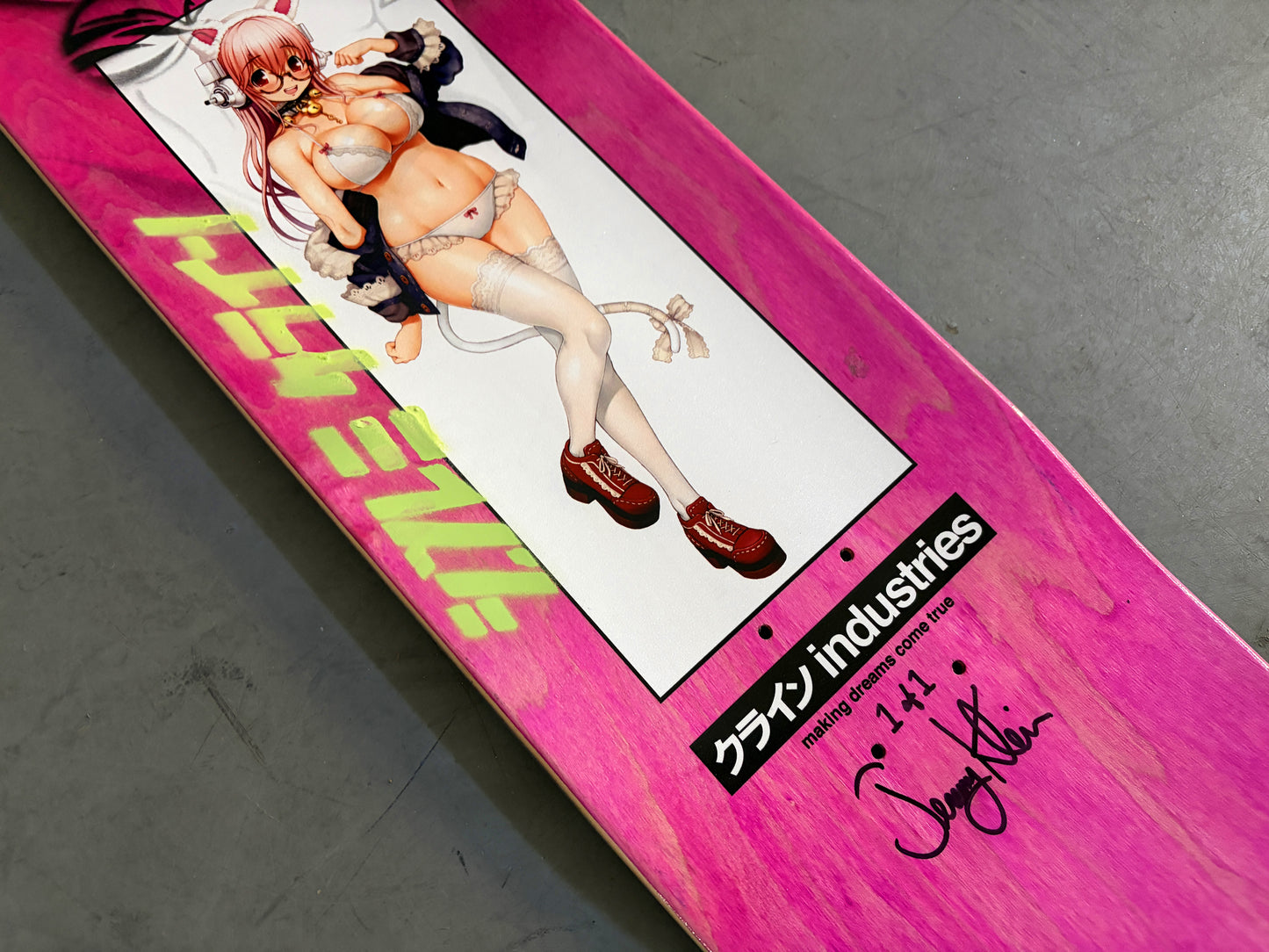 sonico cat girl 8.5 X 32.25 BLUE/SPARKLE PEARL WHITE SIGNED 1 OF 1