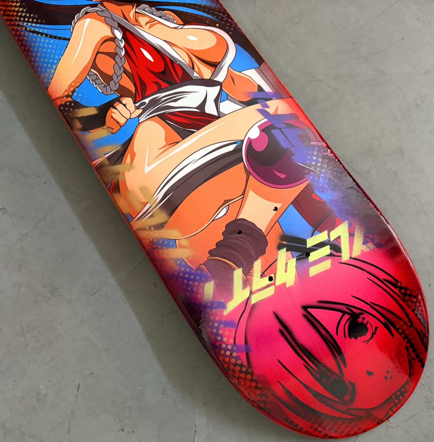 mai shiranui PINK/BLUE/RED ANODIZED 8.25 X 32.25 SIGNED 1 OF 1