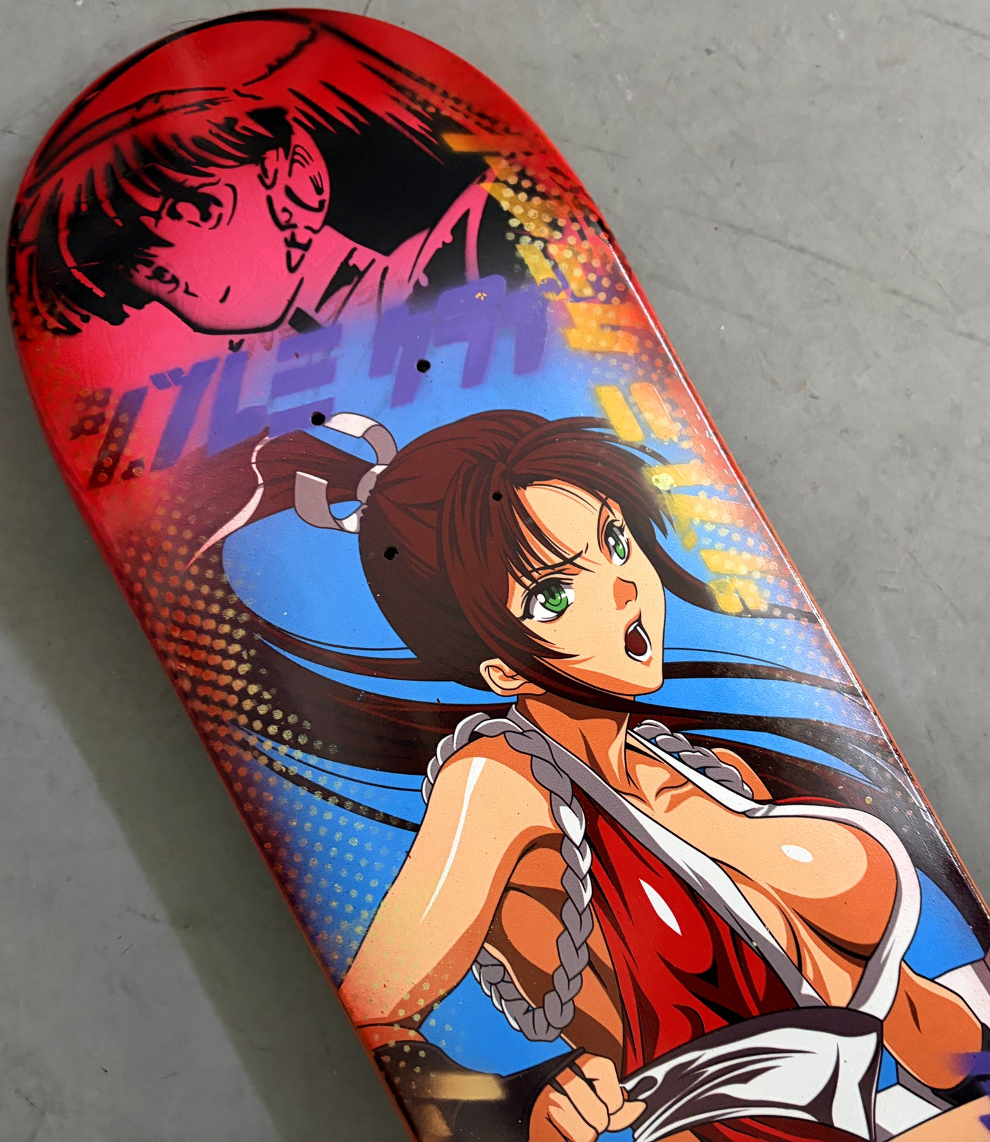mai shiranui PINK/BLUE/RED ANODIZED 8.25 X 32.25 SIGNED 1 OF 1