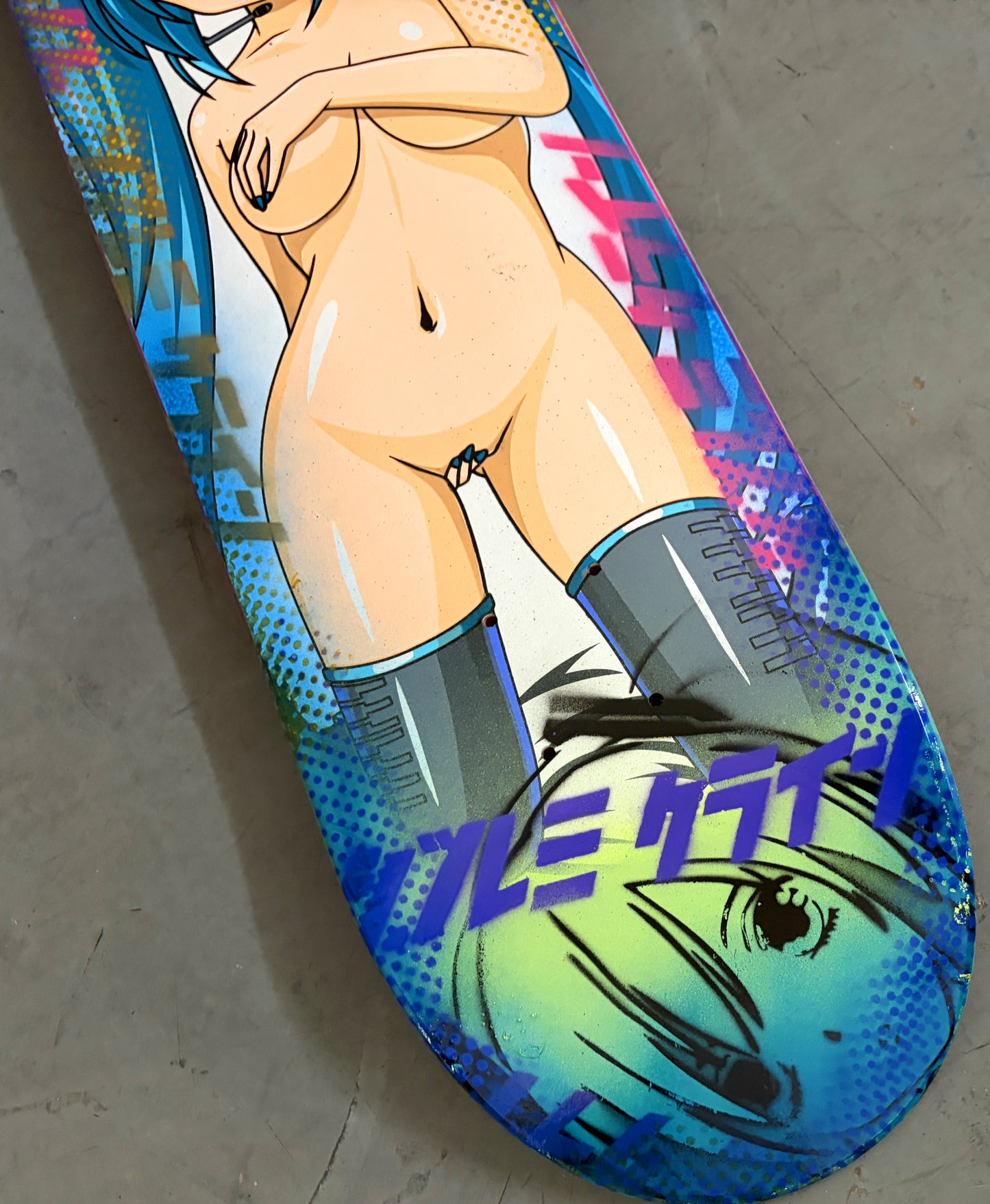 hatsune HAND SCREENED GREEN/BLUE ANODIZED 8.25 X 32.25 SIGNED 1 OF 1