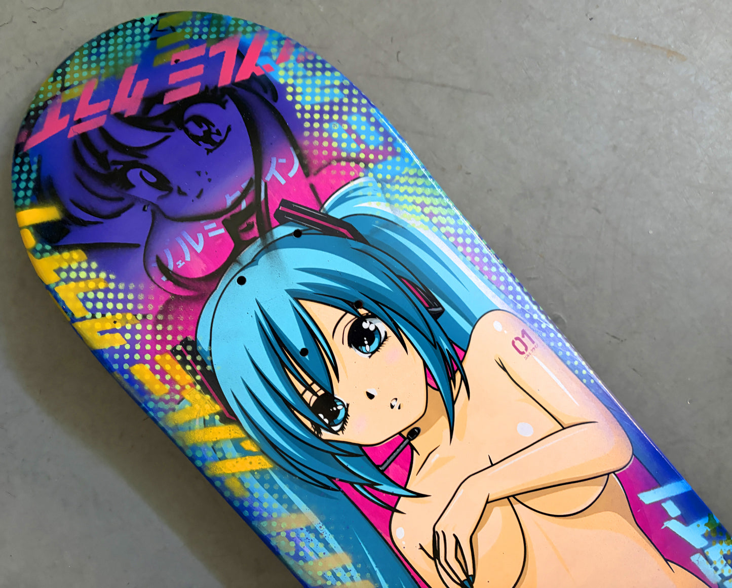 hatsune HAND SCREENED PINK STAIN/PURPLE/BLUE ANODIZED 8.25 X 32.25 SIGNED 1 OF 1