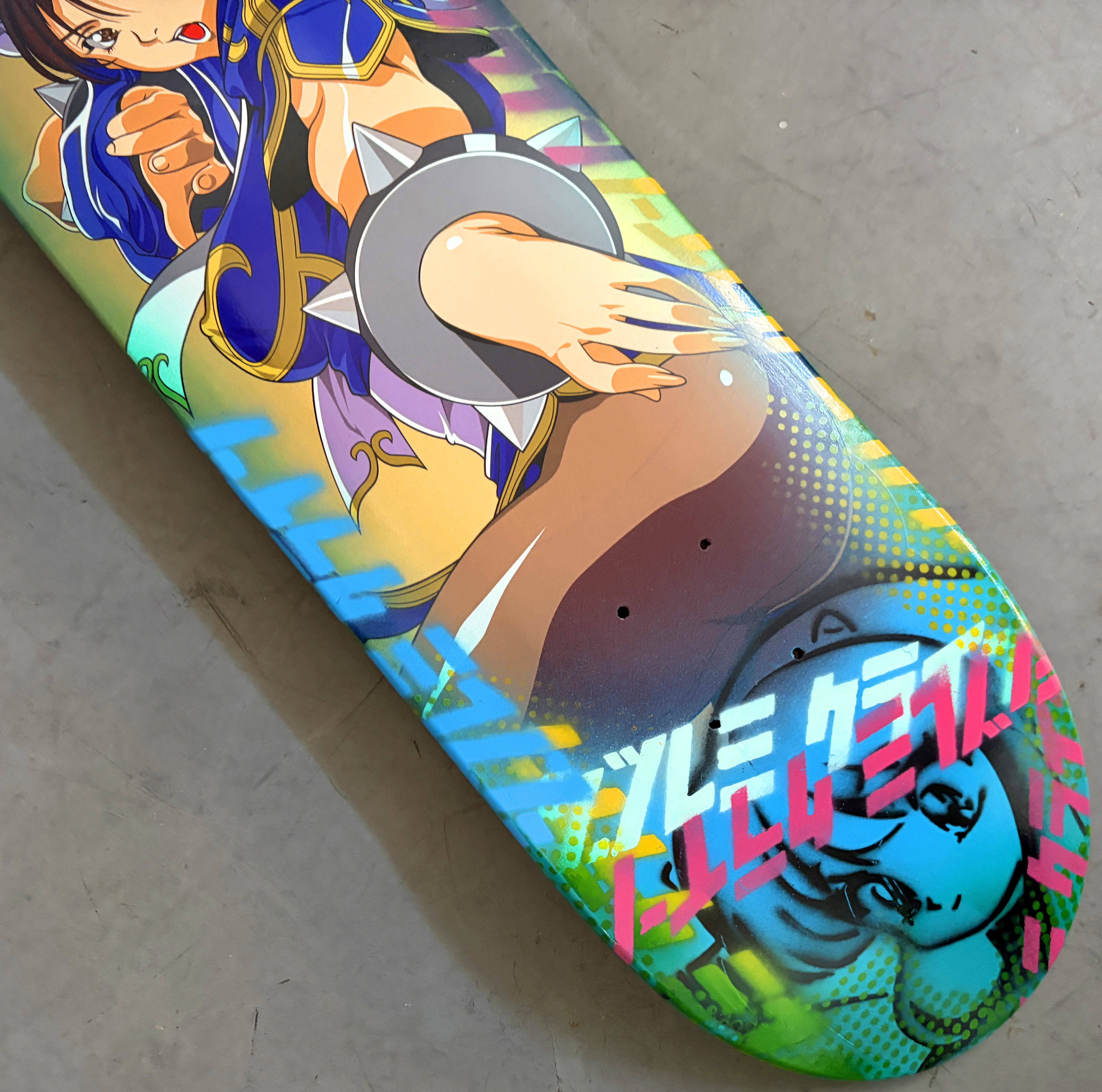 chun li METALLIC GOLD/BLUE/AQUA ANODIZED 8.25 X 32.25 SIGNED 1 OF