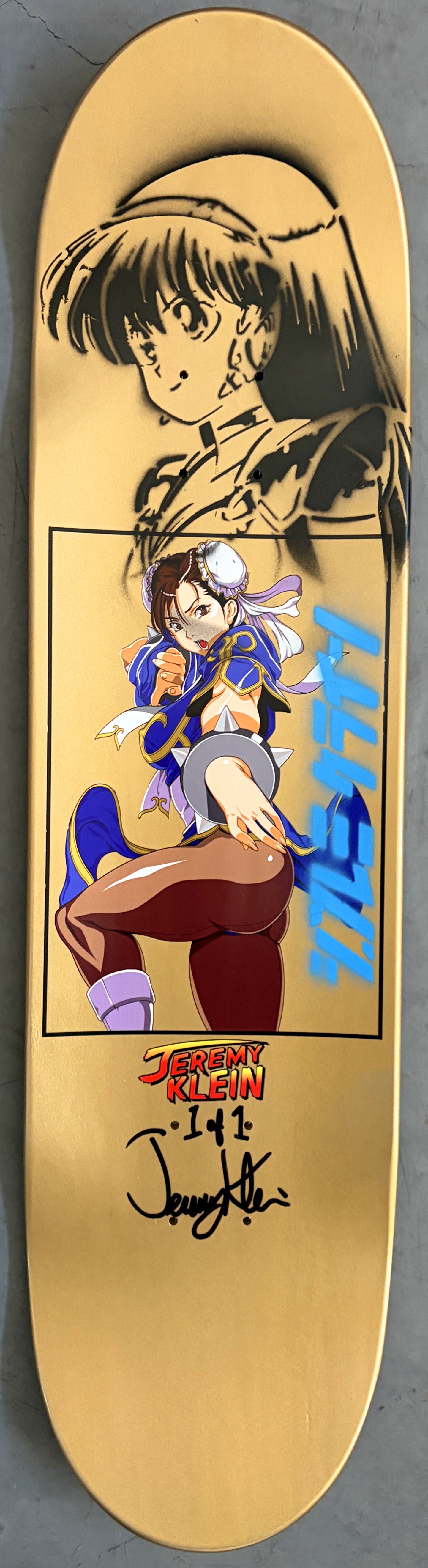 chun li METALLIC GOLD/BLUE/AQUA ANODIZED 8.25 X 32.25 SIGNED 1 OF