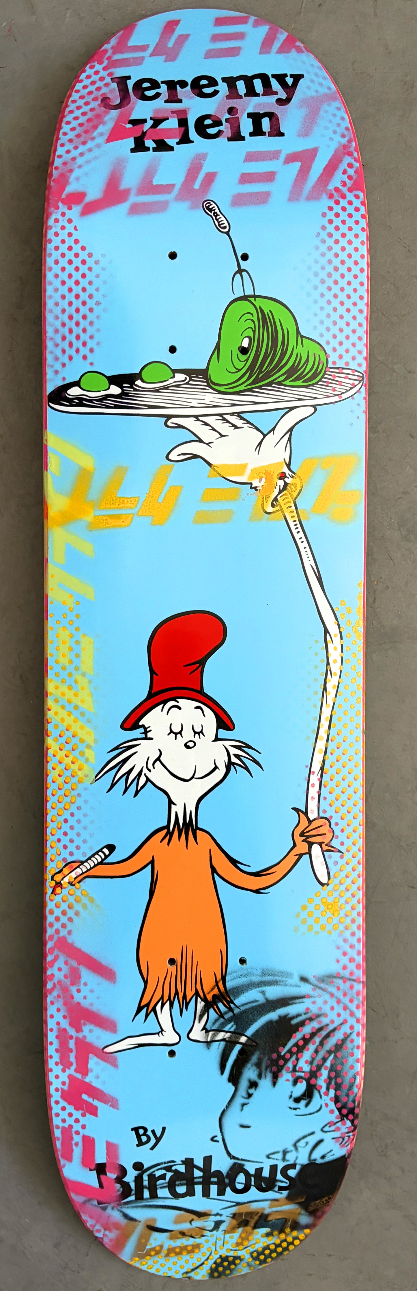 SIGNED green eggs board BLUE MIXED PROCESS 7.5 X 31.75 HAND SCREENED 1 OF 1