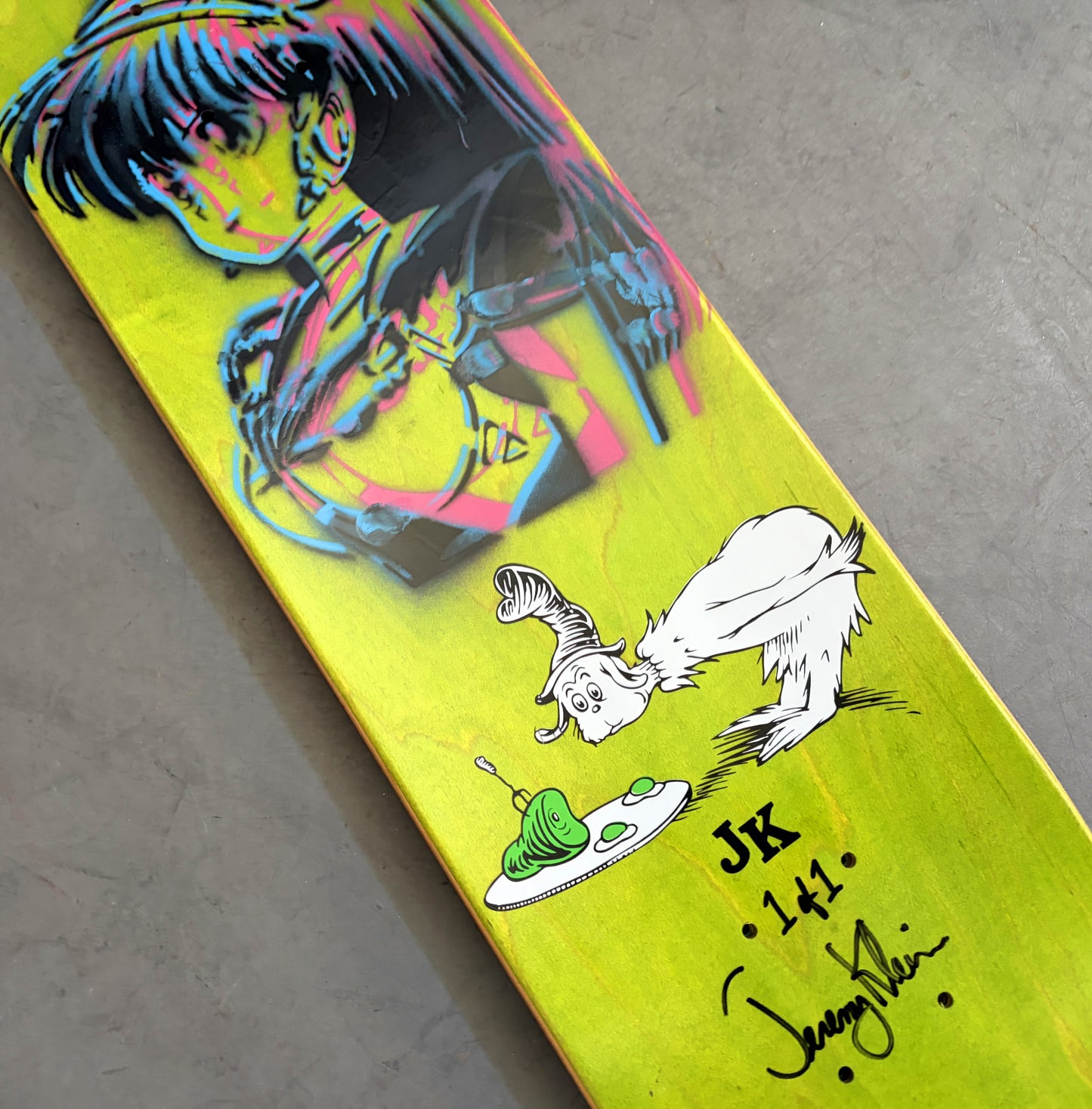 SIGNED green eggs board BLUE MIXED PROCESS 7.5 X 31.75 HAND SCREENED 1 OF 1