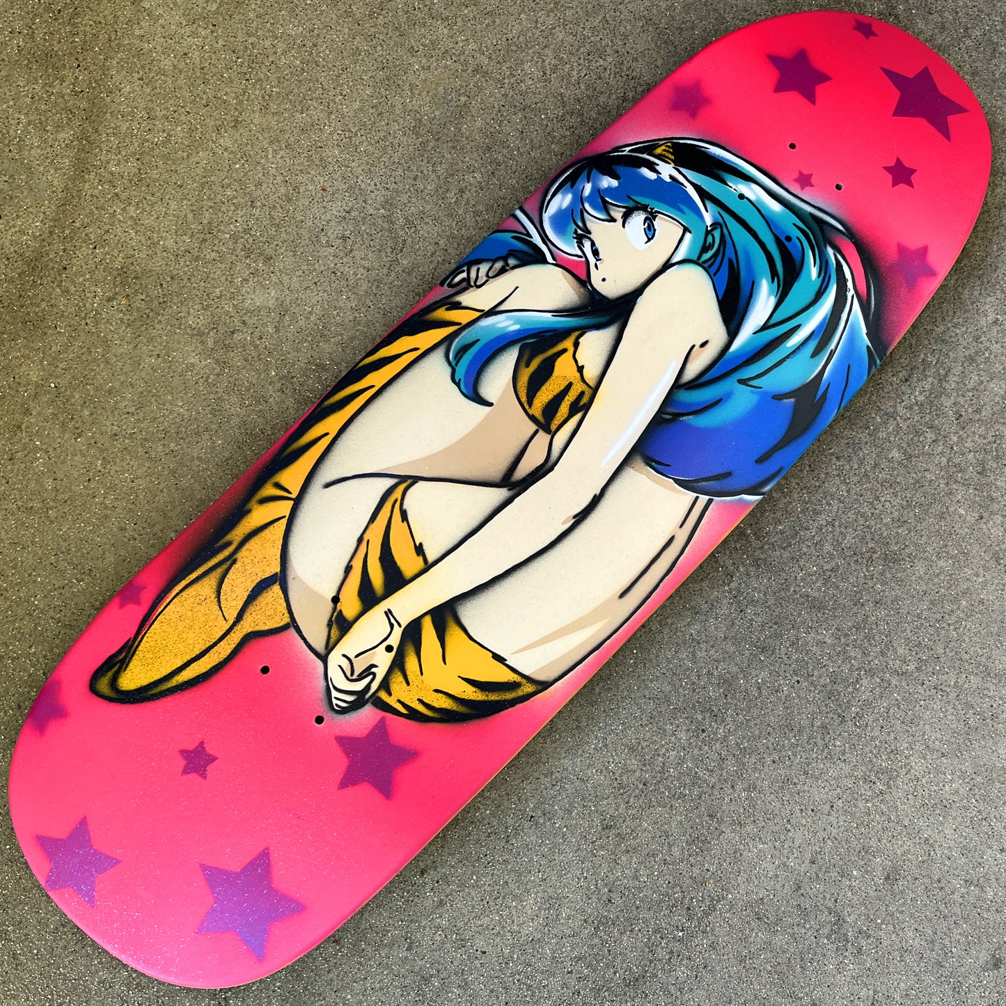 HAND PAINTED lum  board with spray can BRIGHT PINK
