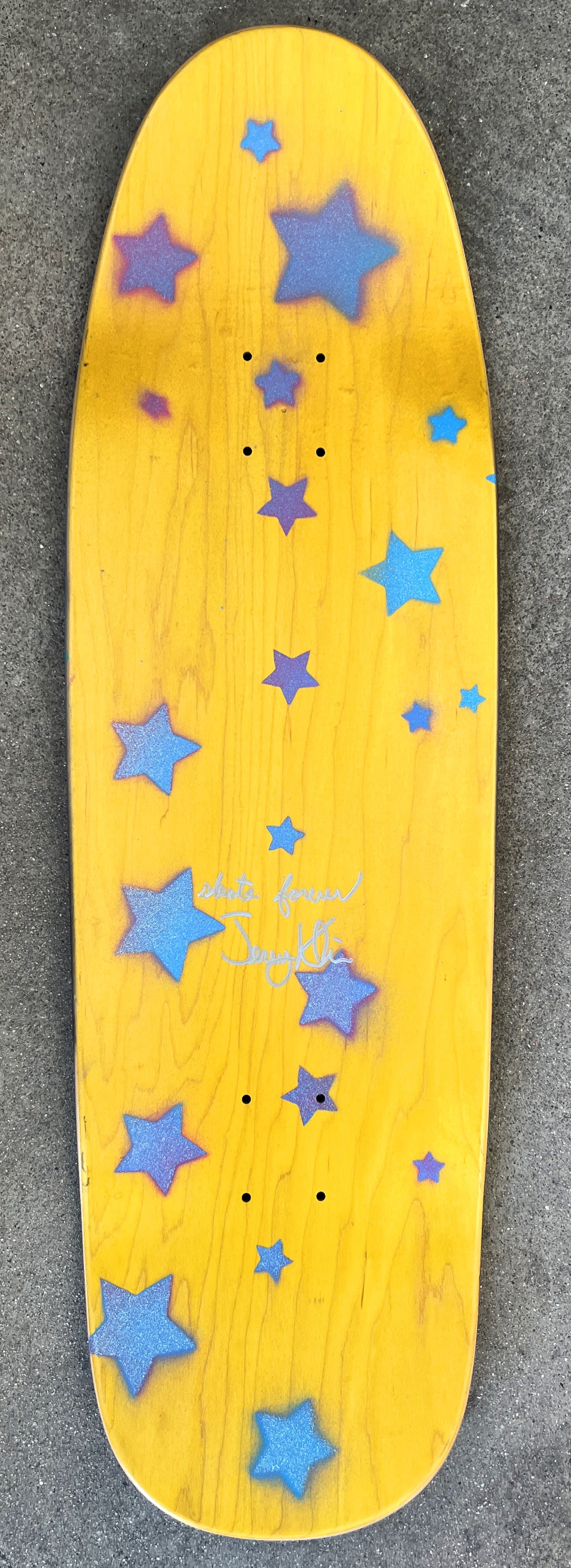 HAND PAINTED lum  board with spray can PURPLE/BLUE