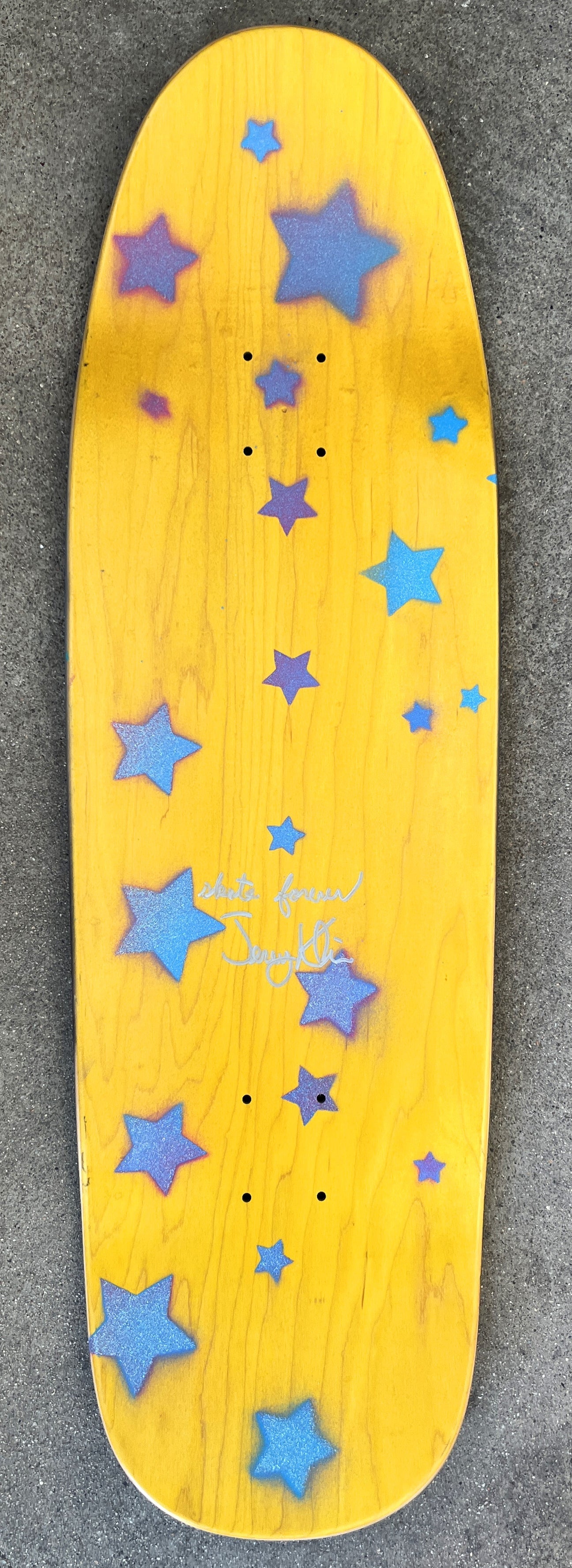 HAND PAINTED lum  board with spray can BLUE/PINK