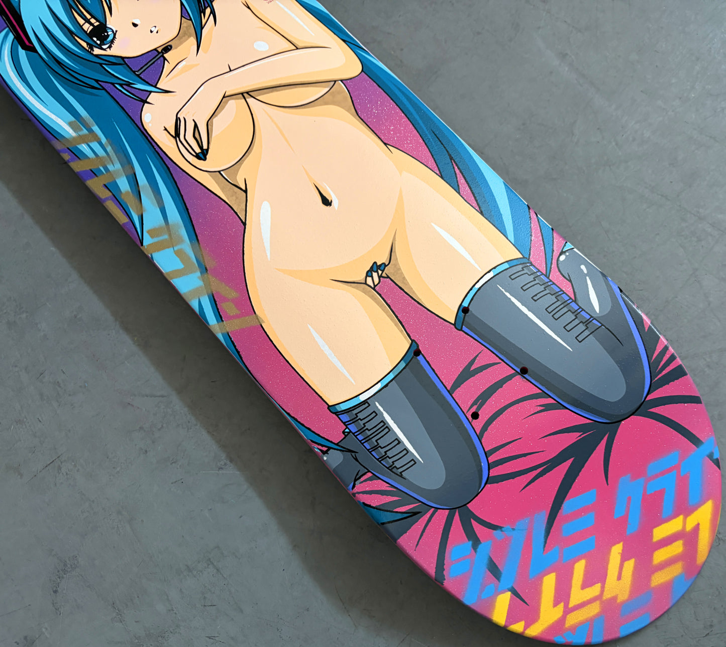 hatsune PINK/PURPLE SPARKLE MIXED PROCESS 8.5 X 32.25 HAND SCREENED 1 OF 1