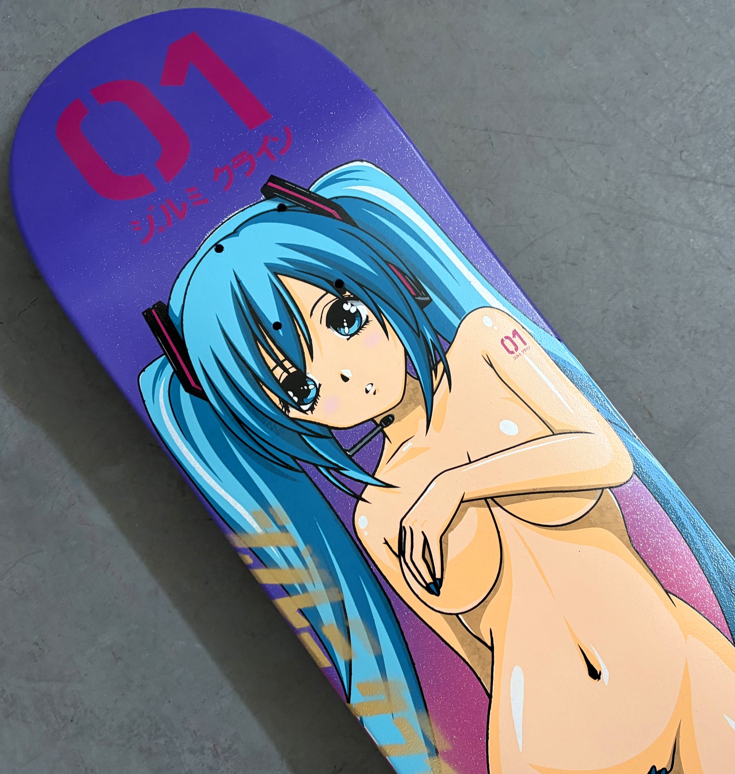 hatsune PINK/PURPLE SPARKLE MIXED PROCESS 8.5 X 32.25 HAND SCREENED 1 OF 1