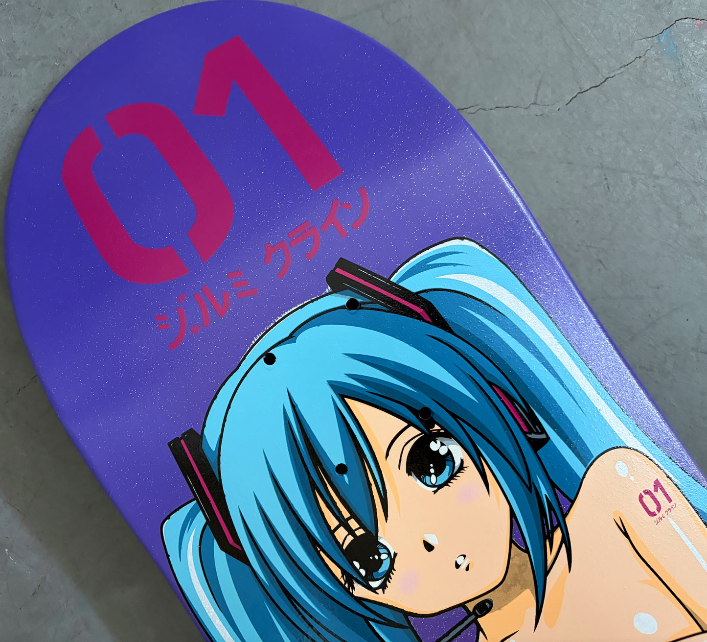 hatsune PINK/PURPLE SPARKLE MIXED PROCESS 8.5 X 32.25 HAND SCREENED 1 OF 1