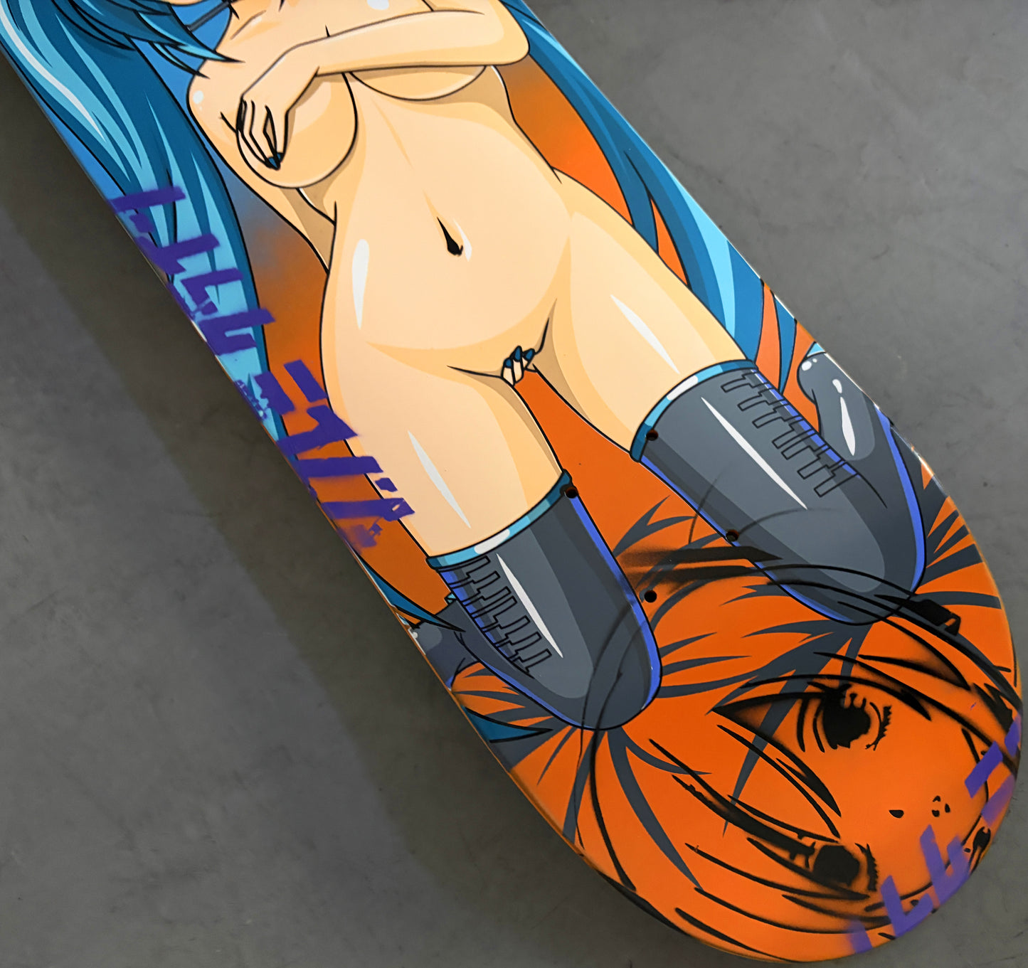 hatsune ORANGE/BLUE MIXED PROCESS 8.5 X 32.25 HAND SCREENED 1 OF 1