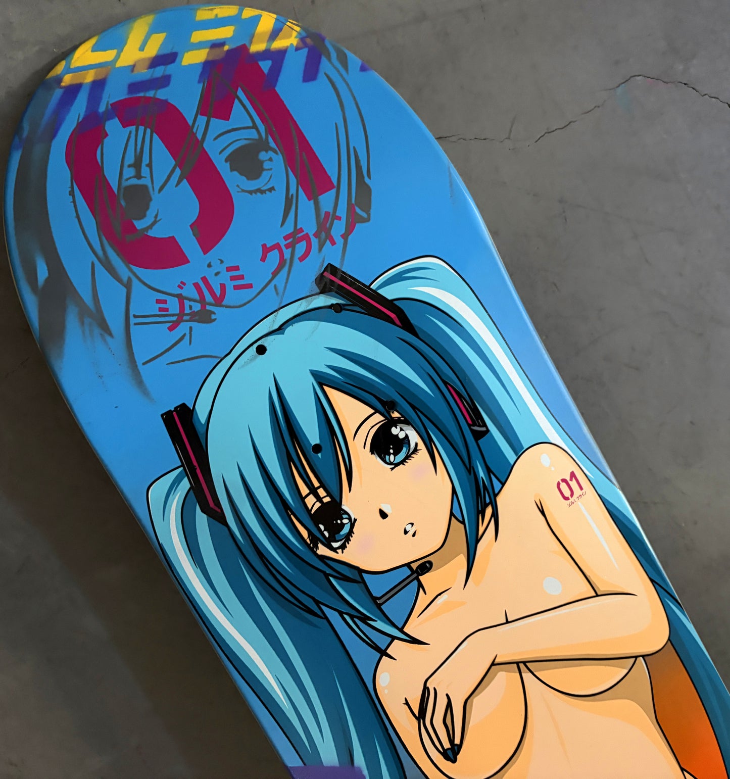 hatsune ORANGE/BLUE MIXED PROCESS 8.5 X 32.25 HAND SCREENED 1 OF 1