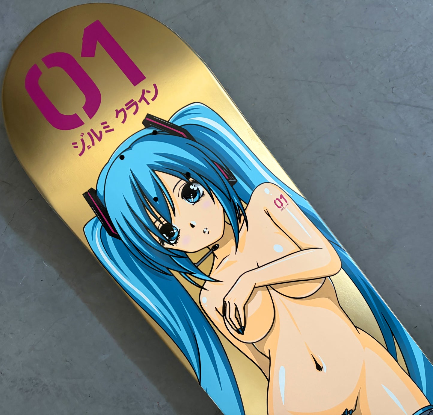 hatsune METALLIC GOLD 8.5 X 32.25 HAND SCREENED SIGNED & NUMBERED ONLY 5 MADE