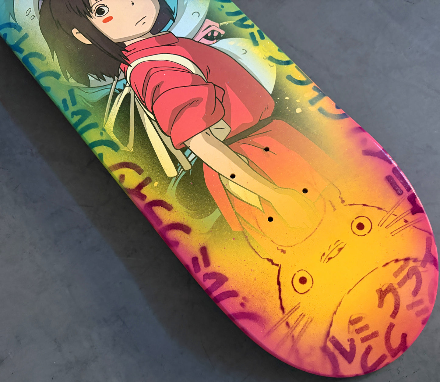 spirited away 8.5 X 32.25 YELLOW/GREEN/BLUE W/GLITTER  MIXED PROCESS SIGNED 1 of 1