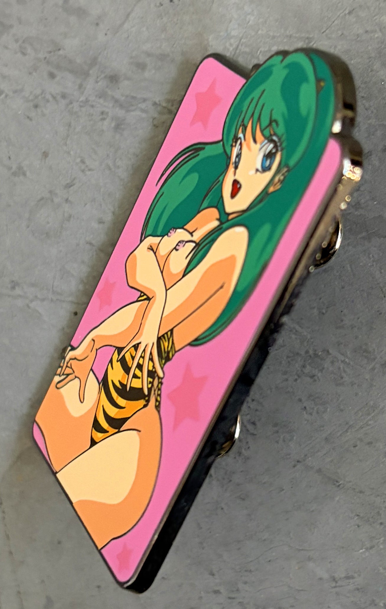 lum chan at the beach black nickel enamel pin