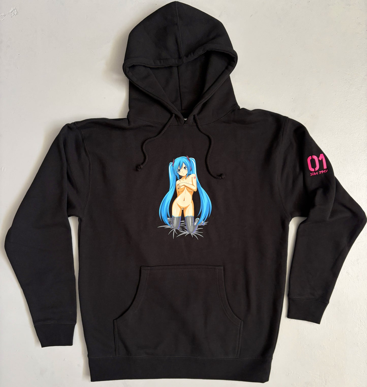 hatsune 10 OZ. HEAVYWEIGHT HOODED SWEATSHIRT - BLACK