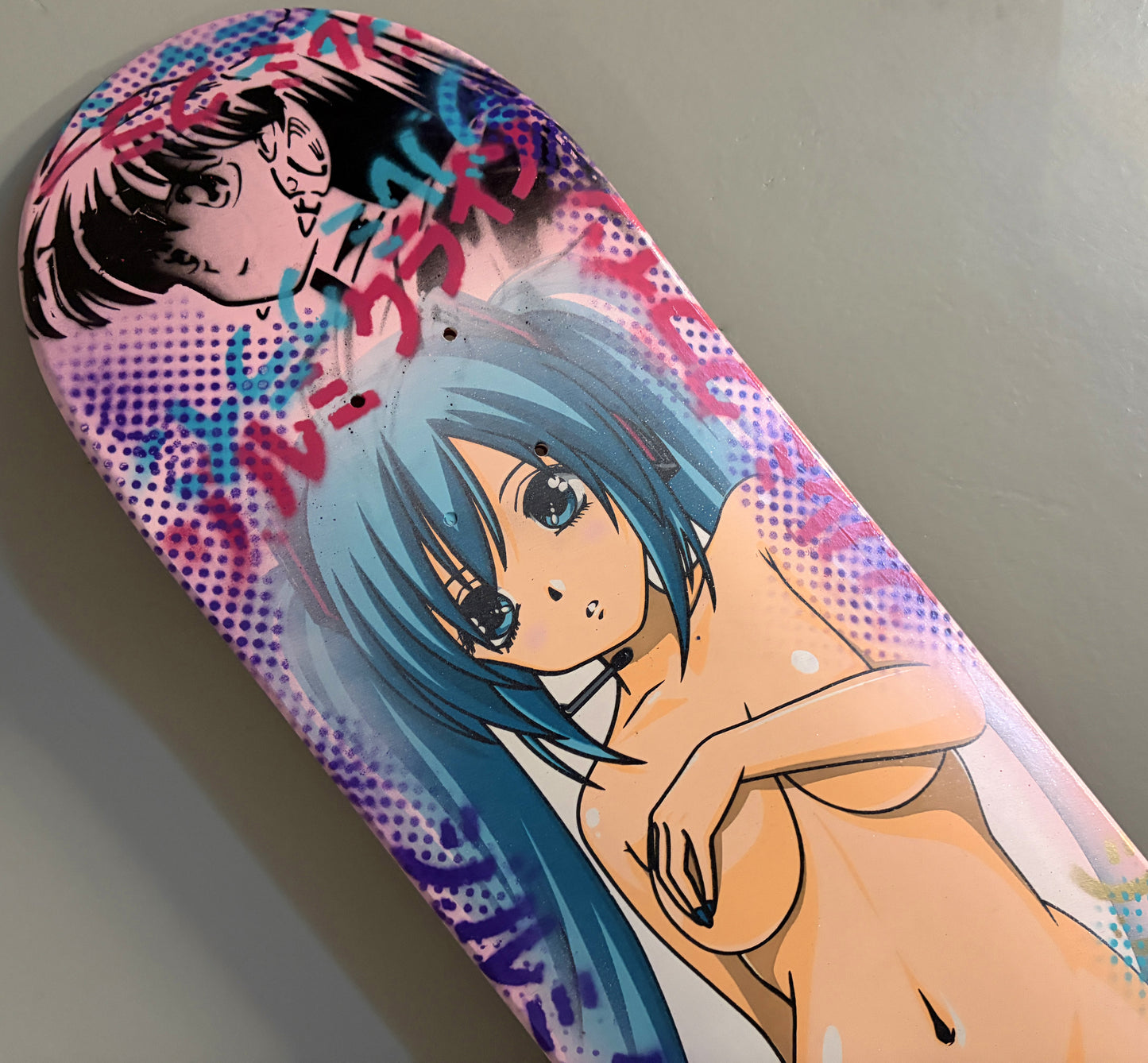 hatsune PINK GLITTER MIXED PROCESS 8.5 X 32.25 HAND SCREENED 1 OF 1