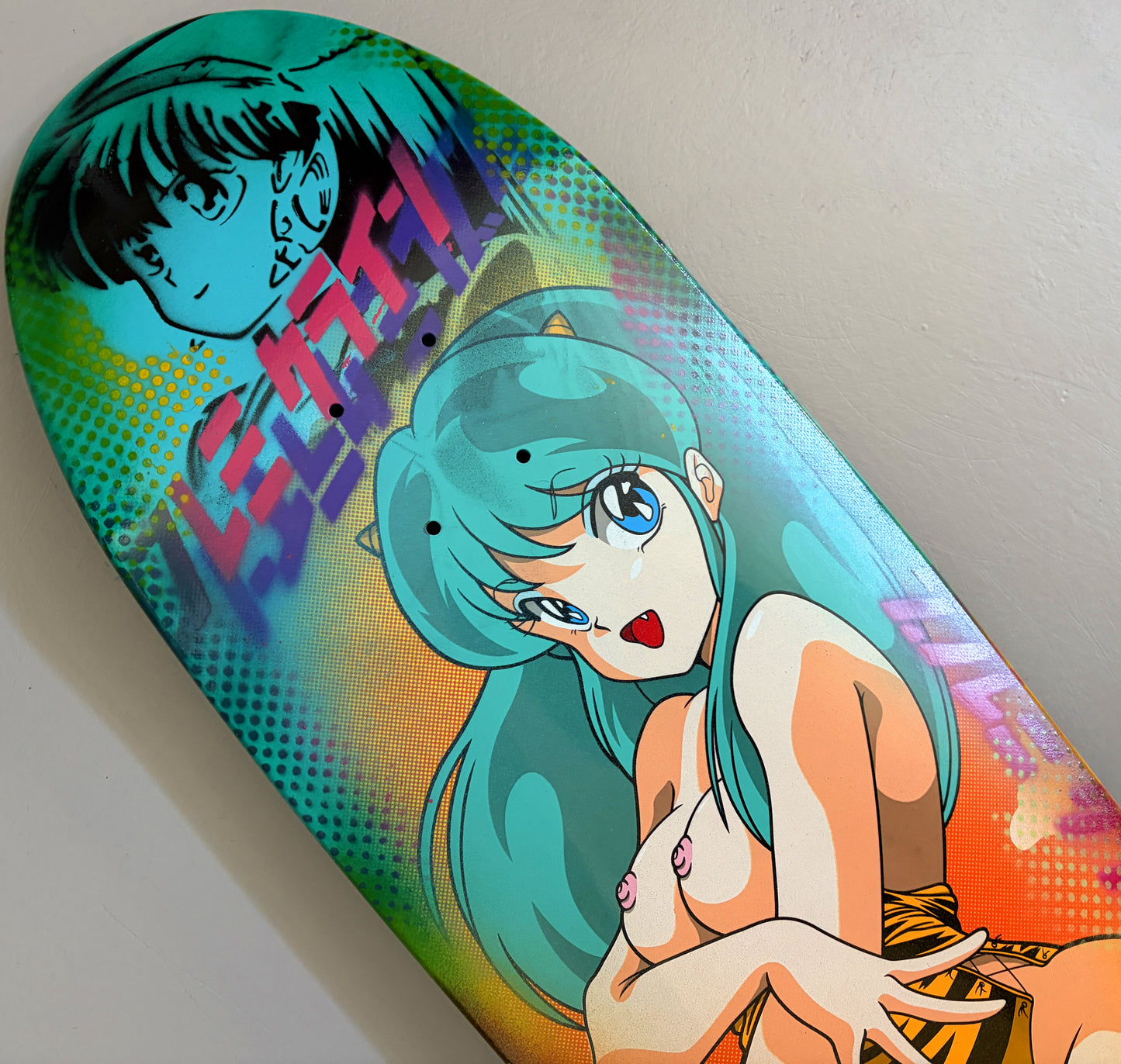 lum chan at the beach 9.5 X 32.25 DIPPED AQUA/YELLOW PROCESS SIGNED 1 of 1